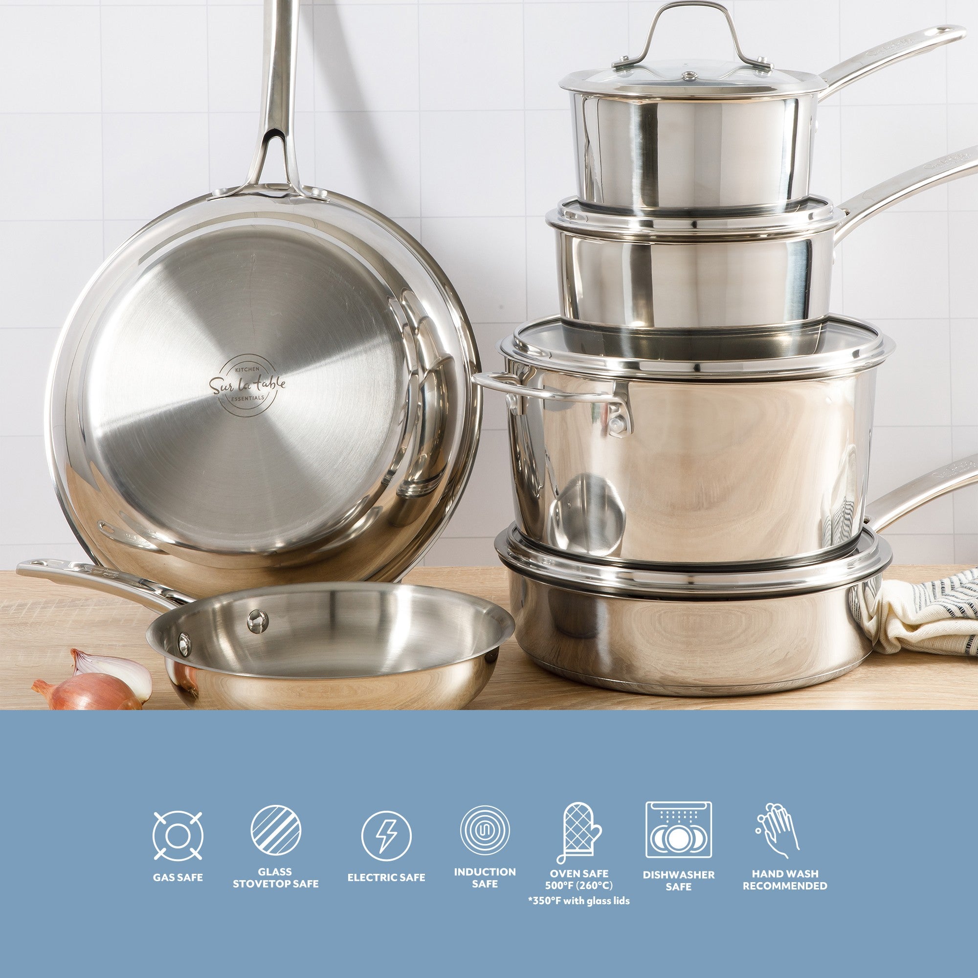 Sur La Table Kitchen Essentials 10 Piece Stainless Steel Non Toxic Pot