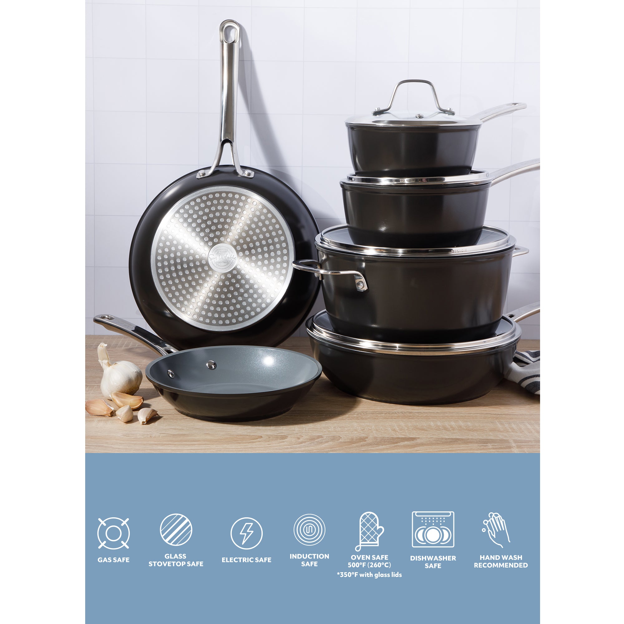 Sur La Table Kitchen Essentials Cool Commune Hard Anodized 10 Piece PF