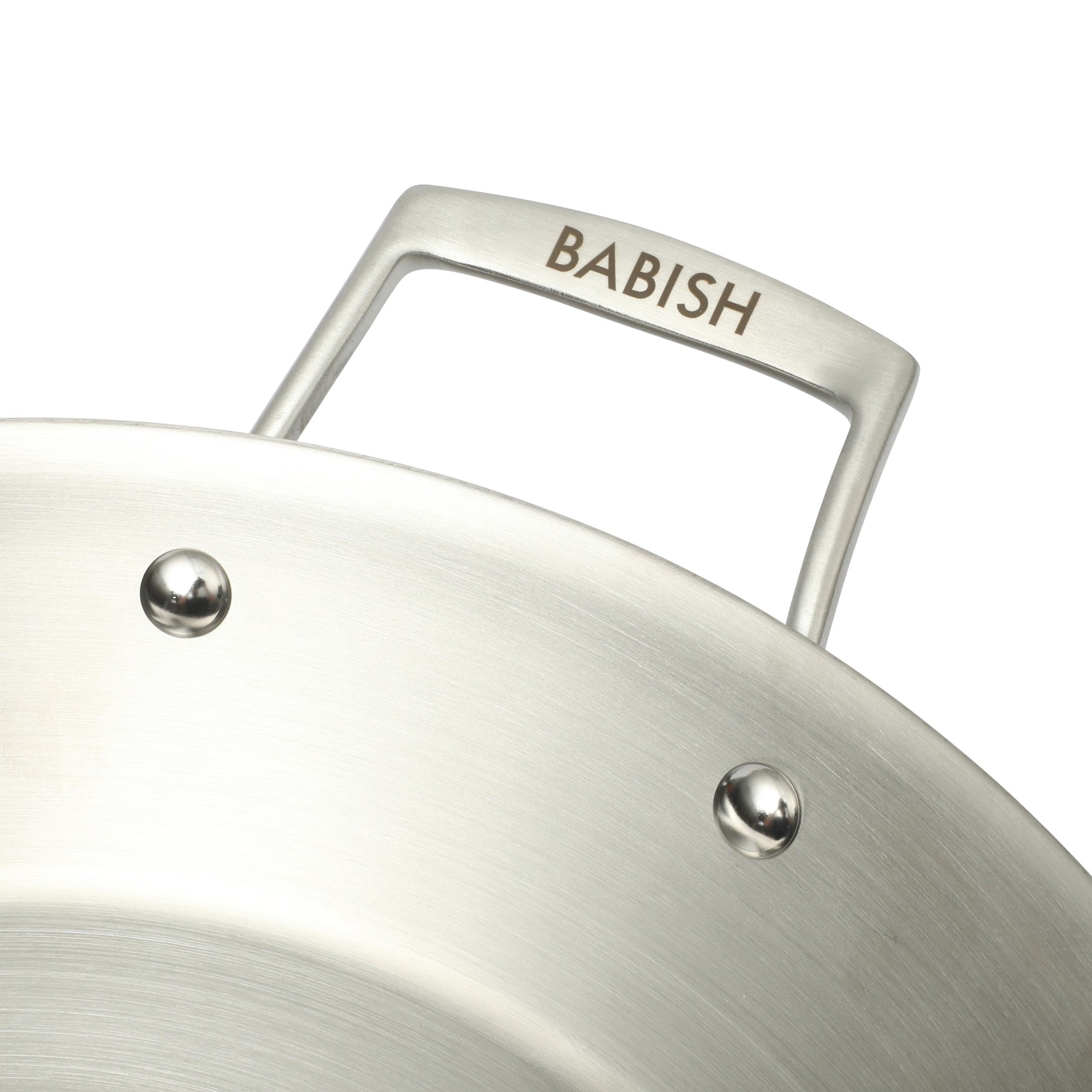 Babish 13 Inch Tri-Ply Stainless Steel Paella Pan, Large Skillet, Griddle, Frying Pan - Induction Safe