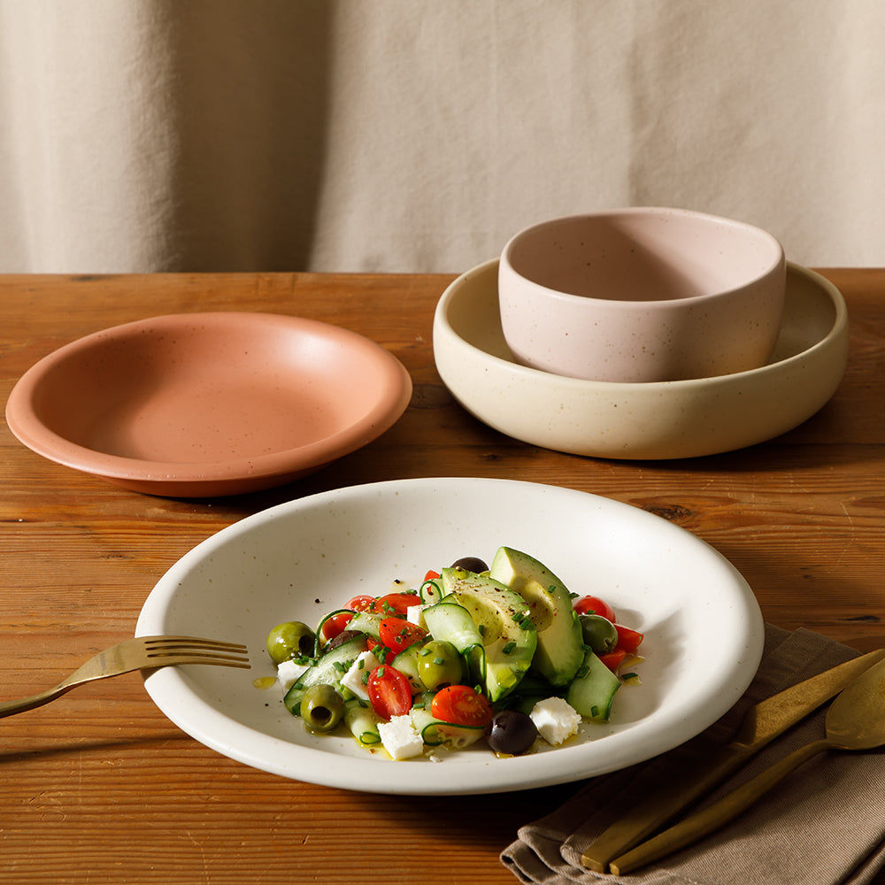 Clay Tableware Bloomhouse Corsica Clay 16 Piece Double Bowl Stoneware Reactive Glaze