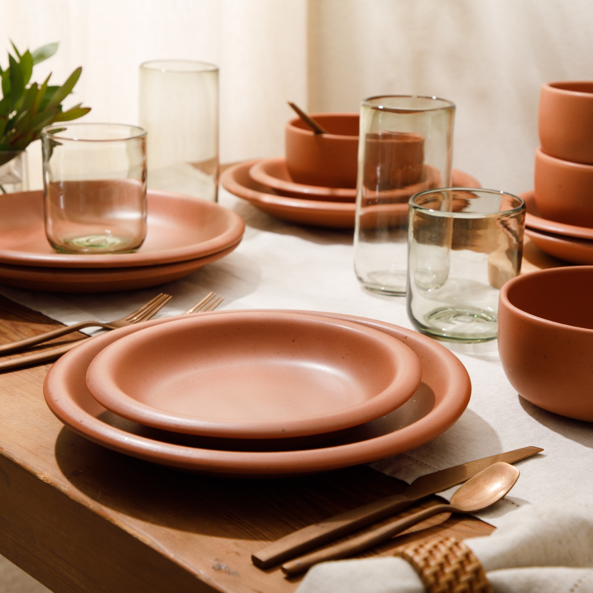 Bloomhouse Corsica Clay 12 Piece Stoneware Reactive Glaze Dinnerware Set