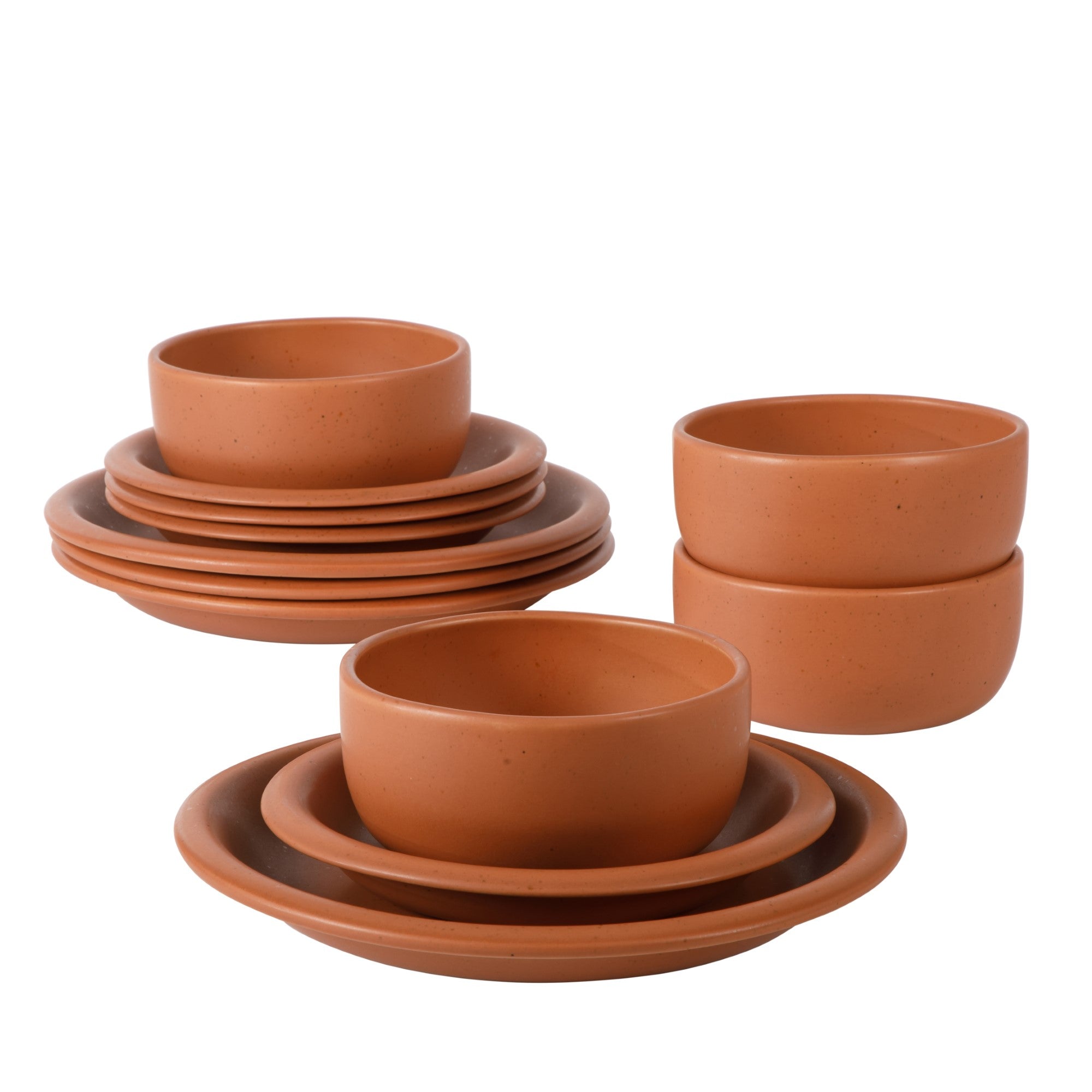 Bloomhouse Corsica Clay 12 Piece Stoneware Reactive Glaze Dinnerware Set