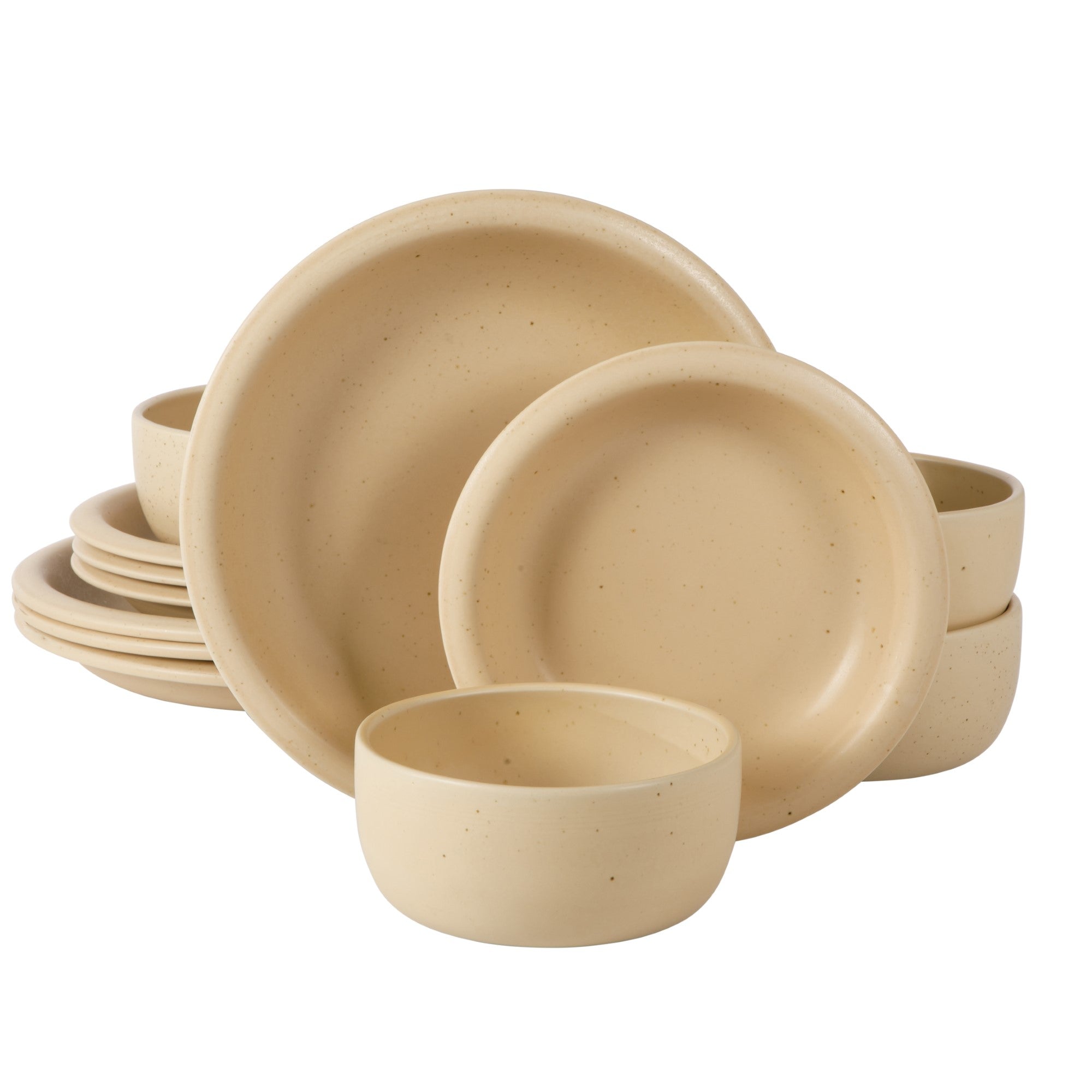 Bloomhouse Corsica Clay 12 Piece Stoneware Reactive Glaze Dinnerware Set