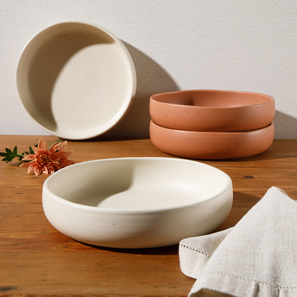 Bloomhouse Corcisa Clay 4 Piece Dinner, Pasta, Meal Bowl Set