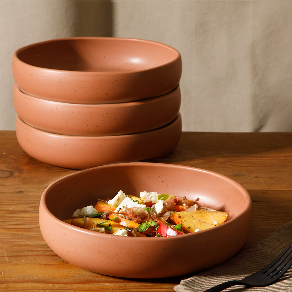 Bloomhouse Corcisa Clay 4 Piece Dinner, Pasta, Meal Bowl Set