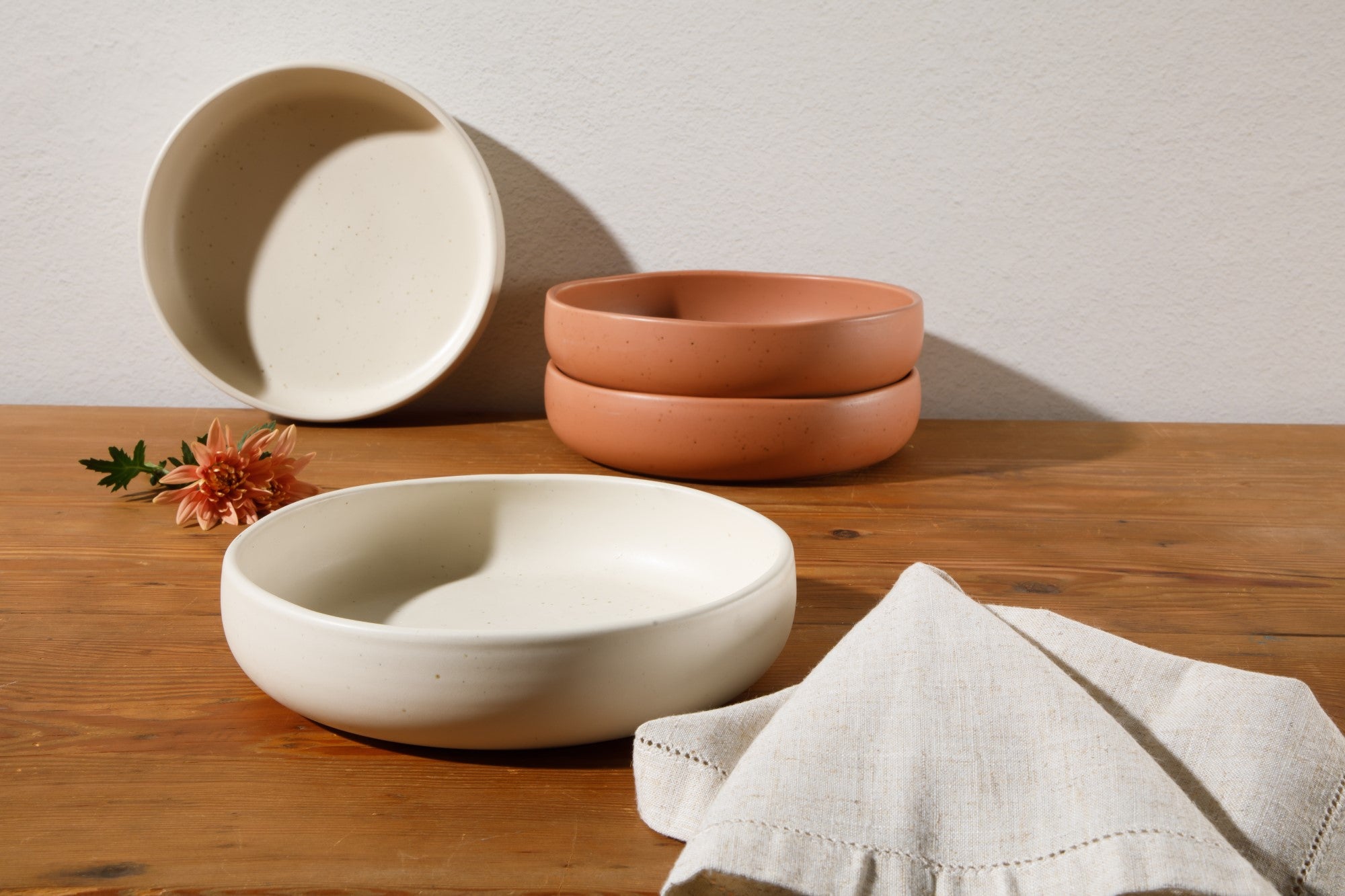 Bloomhouse Corsica Clay 4 Piece Dinner, Pasta, Meal Bowl Set