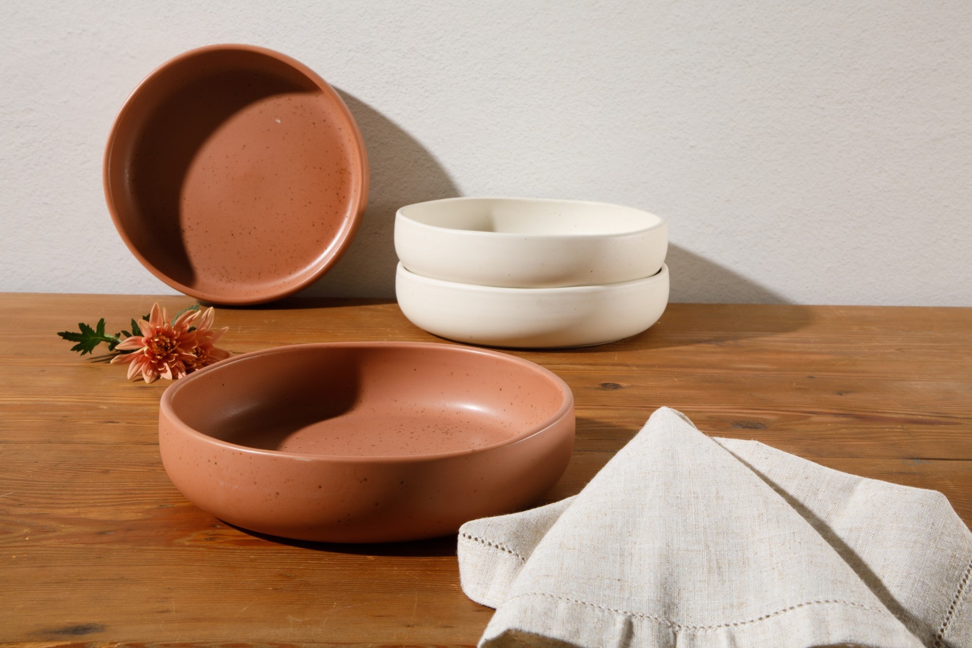 Bloomhouse Corsica Clay 4 Piece Dinner, Pasta, Meal Bowl Set