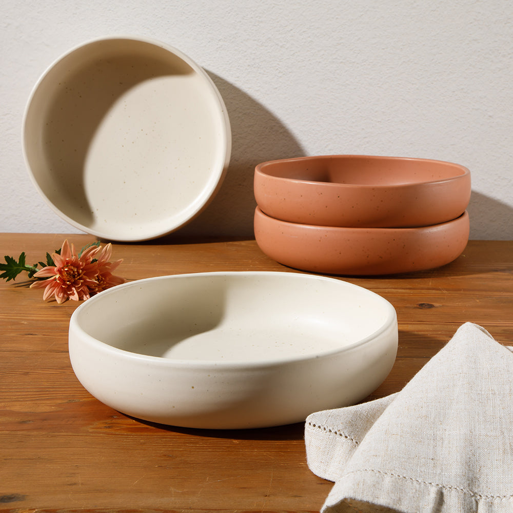 Bloomhouse Corcisa Clay 4 Piece Meal, Dinner, Pasta Bowl Set