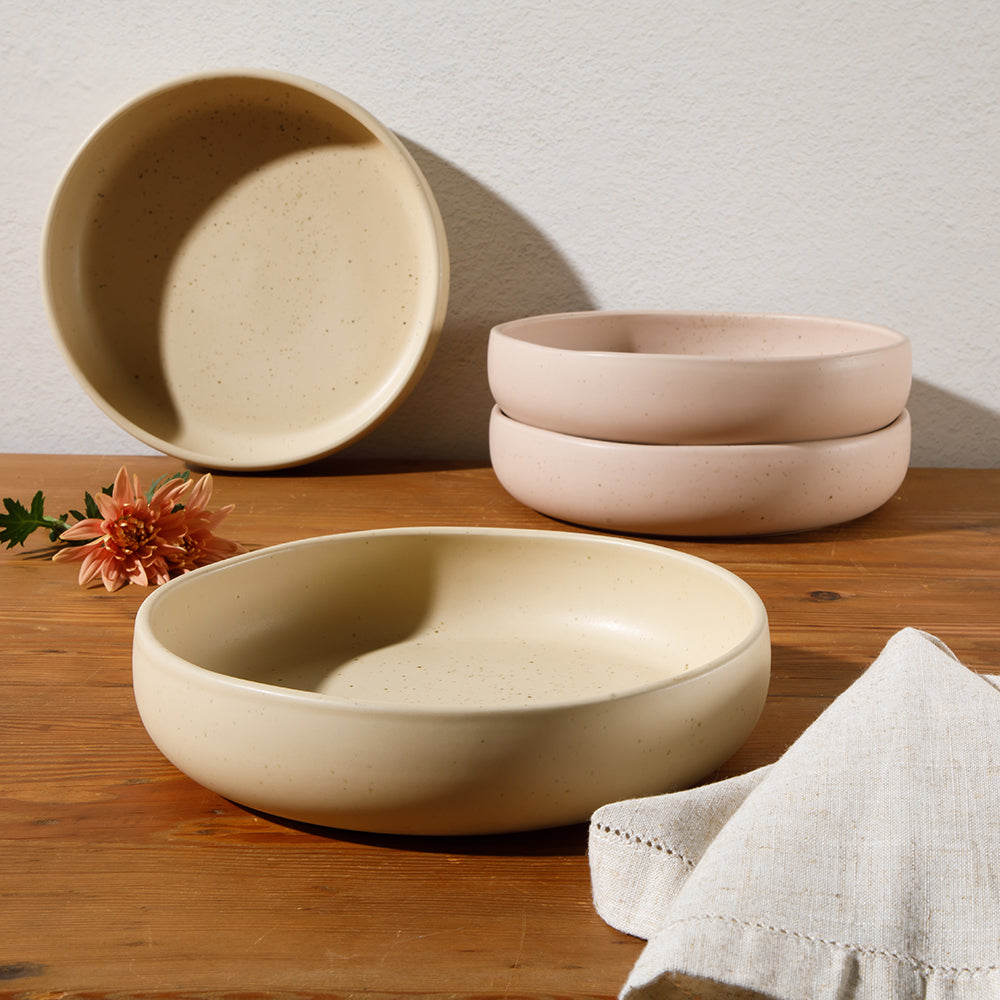 Bloomhouse Corcisa Clay 4 Piece Meal, Dinner, Pasta Bowl Set