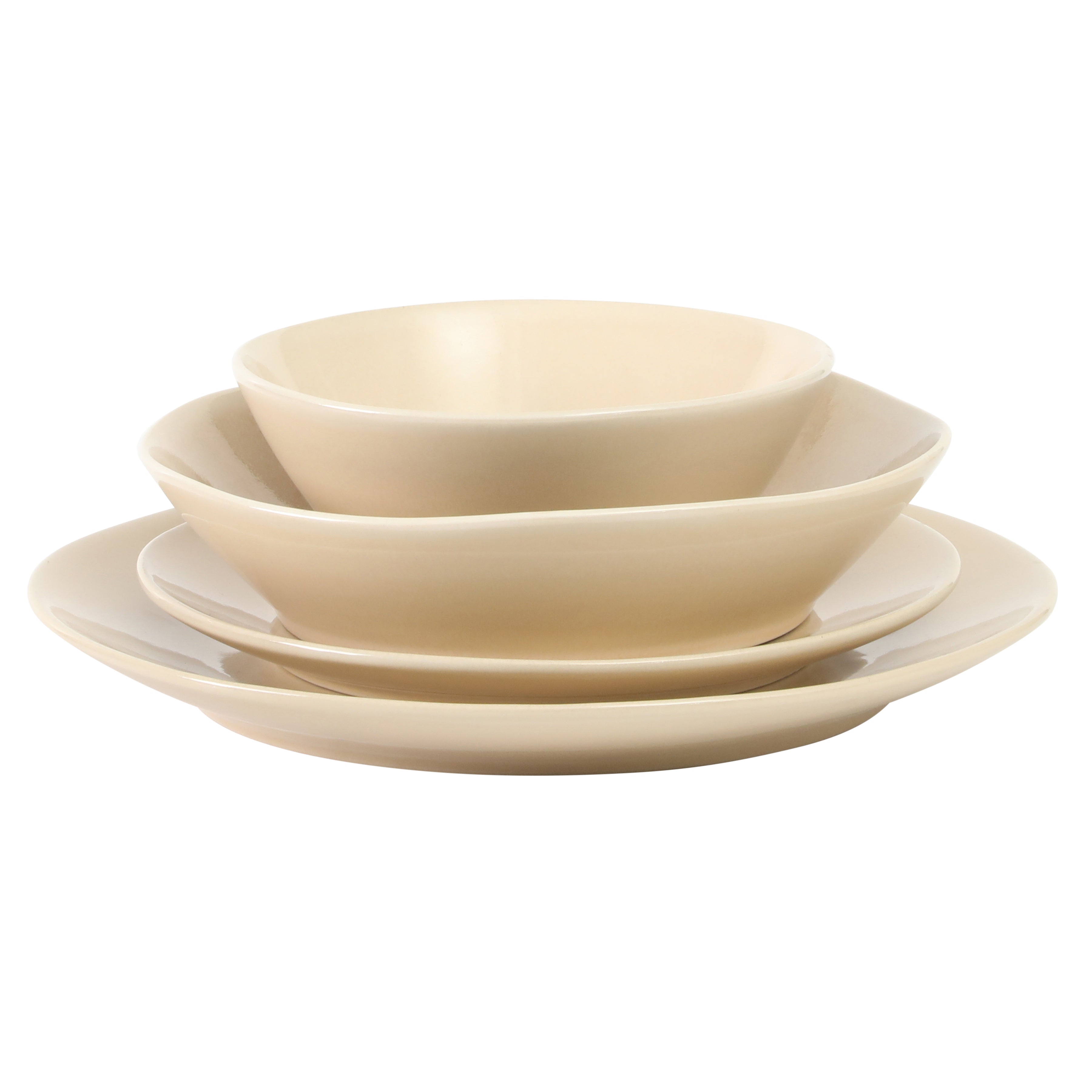 Bloomhouse Montecito Breeze 16 Piece (Service for 4) Double Plates and Bowls Stoneware Reactive Glaze Dinnerware Set