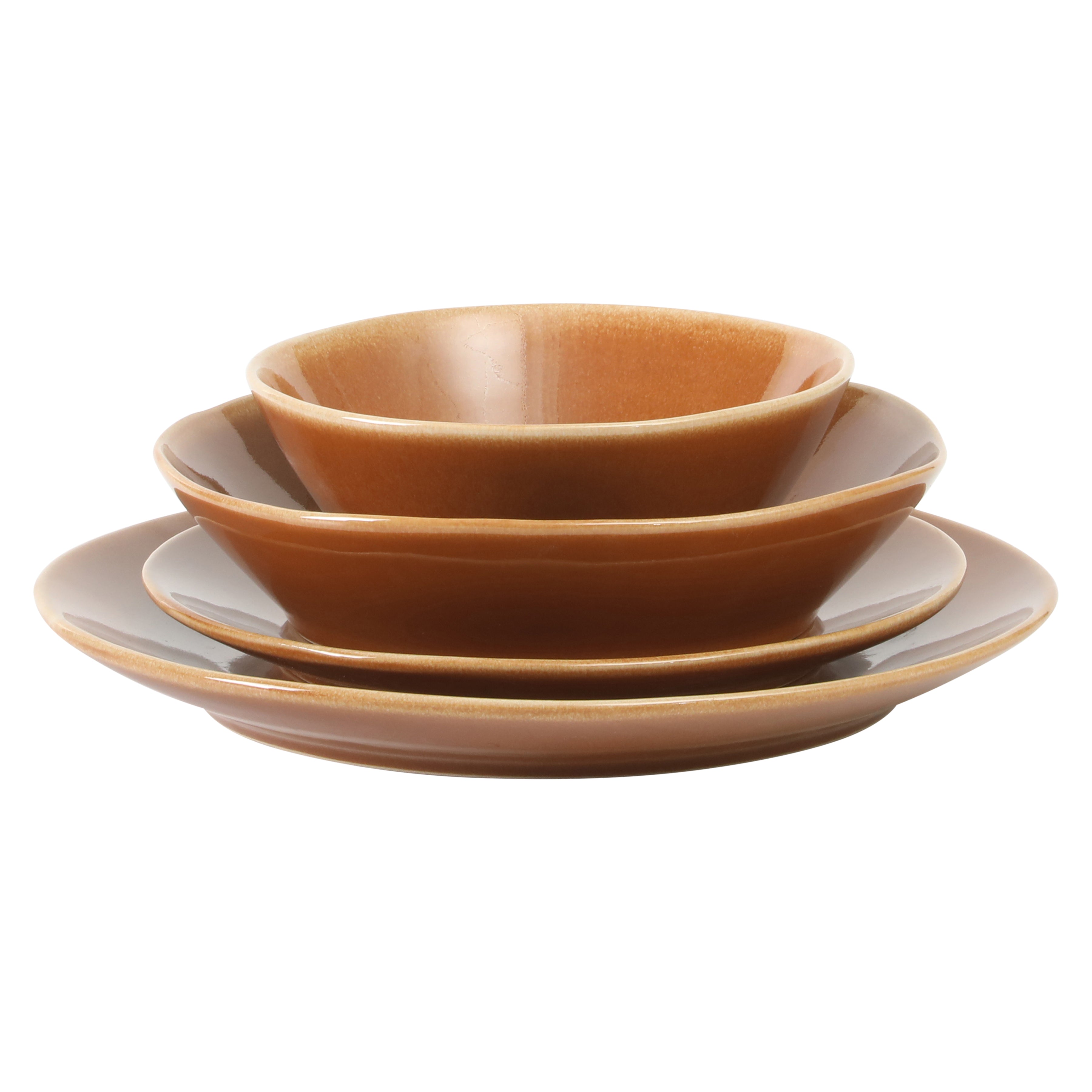 Bloomhouse Montecito Breeze 16 Piece (Service for 4) Double Plates and Bowls Stoneware Reactive Glaze Dinnerware Set