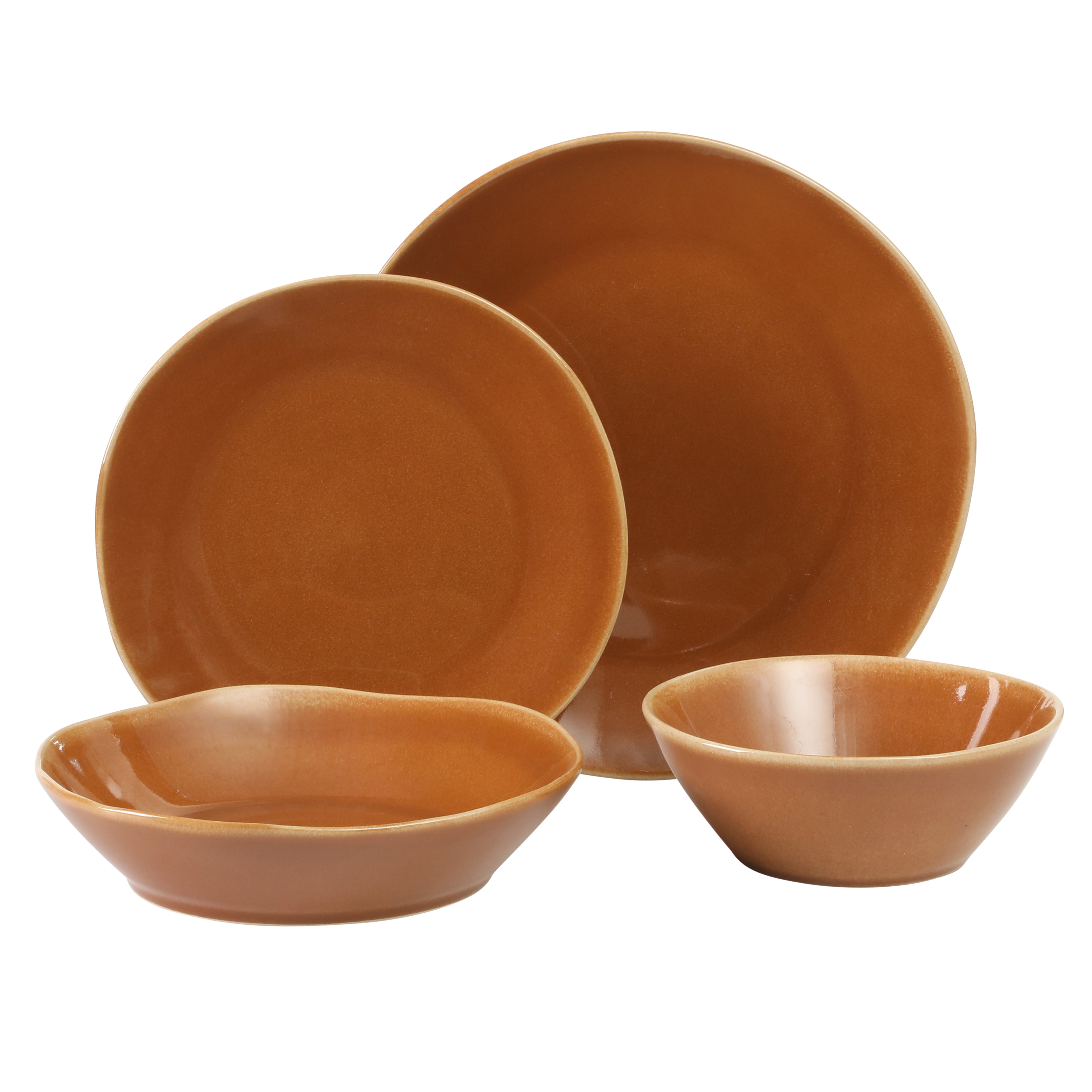 Bloomhouse Montecito Breeze 16 Piece (Service for 4) Double Plates and Bowls Stoneware Reactive Glaze Dinnerware Set