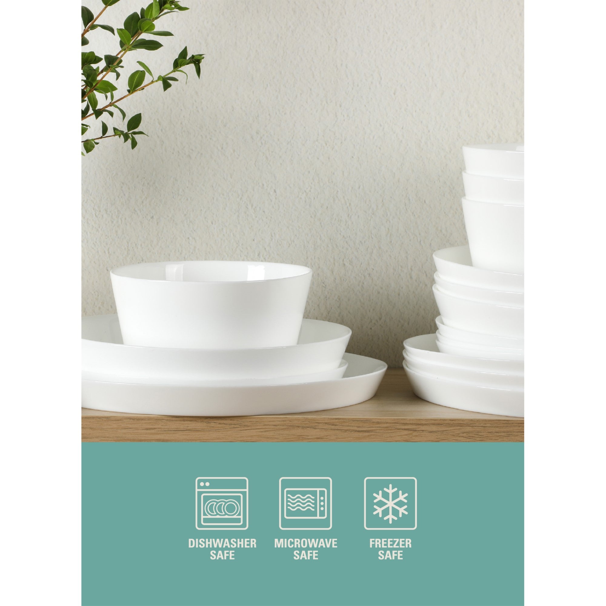 Gibson Home Modern Opal (Service for 4) 16 Piece Glass Chip Resistant