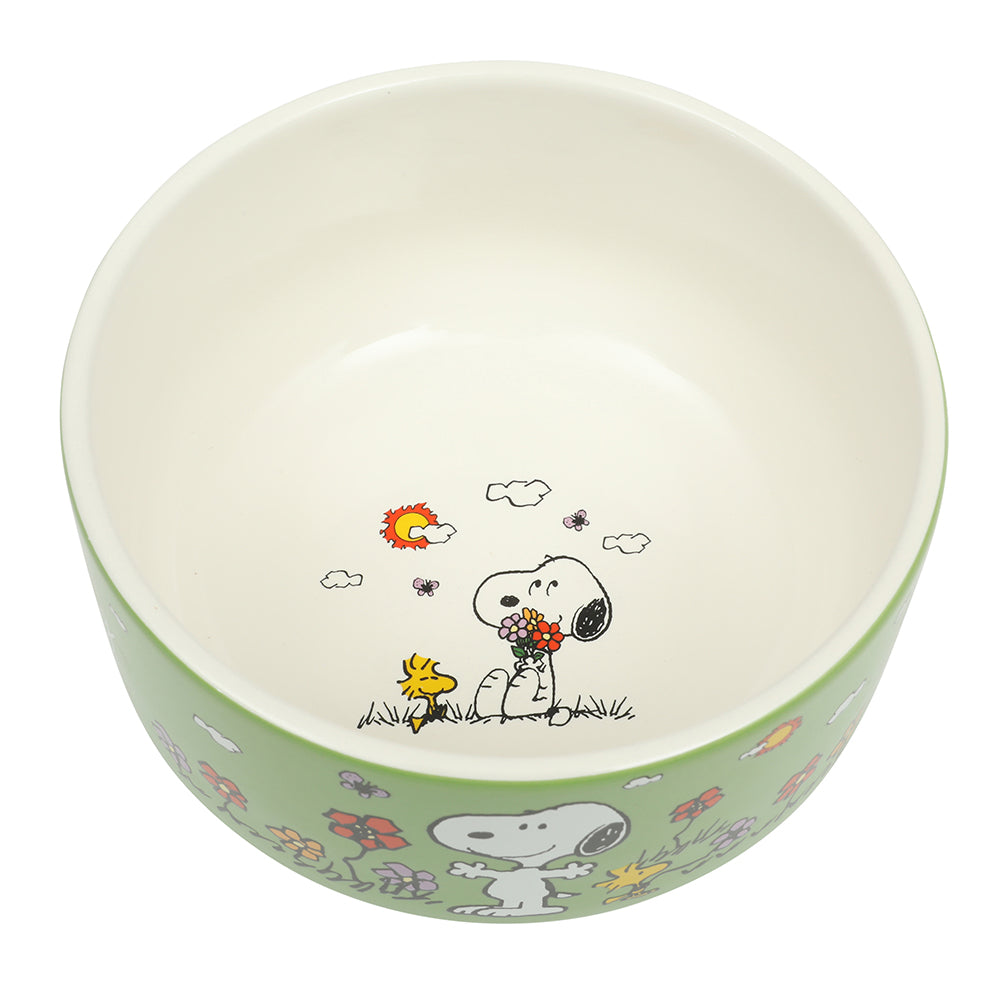 Peanuts Snoopy 6 Pack Stackable 5.5" Decorated Stoneware Bowl Set W/ Plate