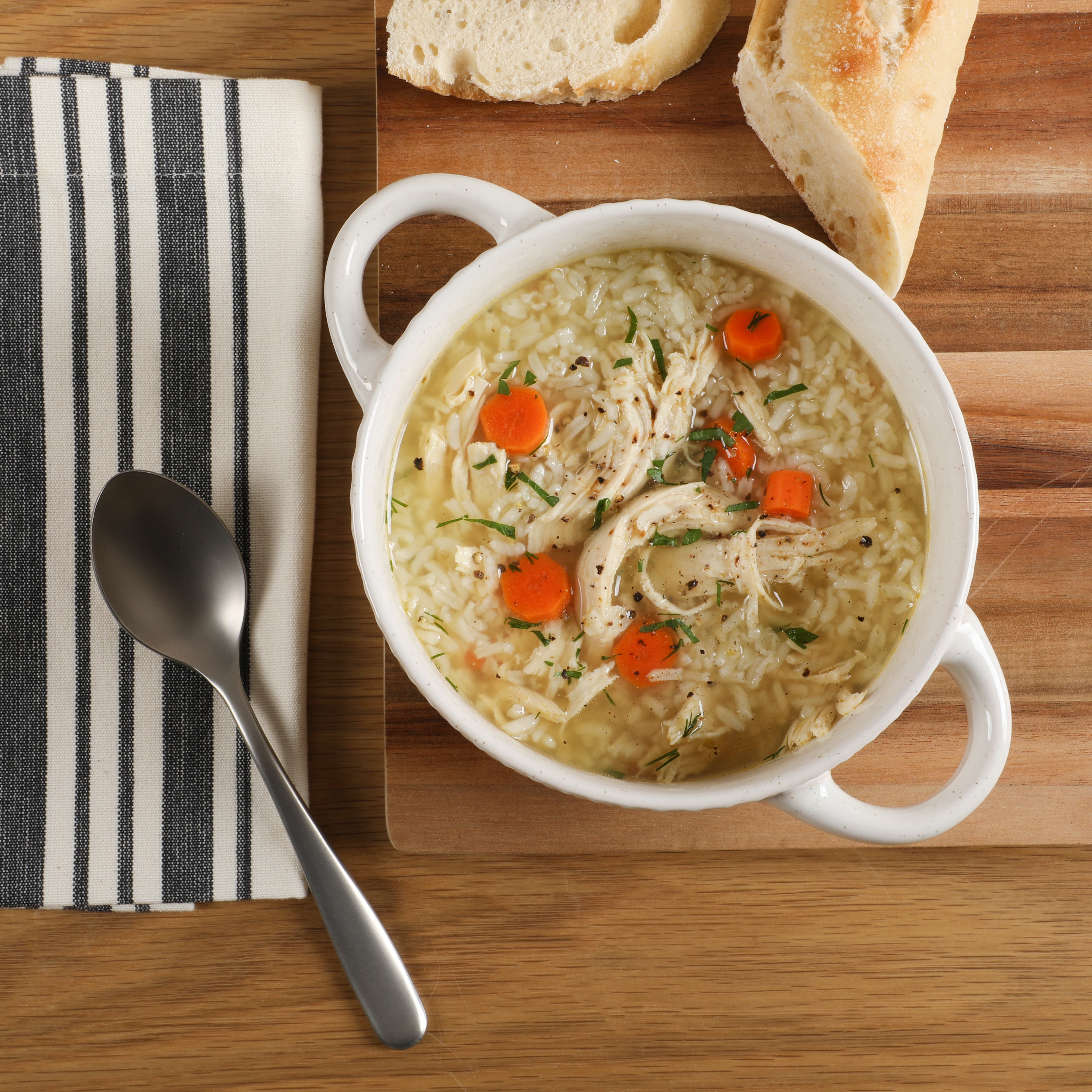 Gibson Elite Oyster Tide Embossed 6 Inch Soup Bowls with Handles. Fren