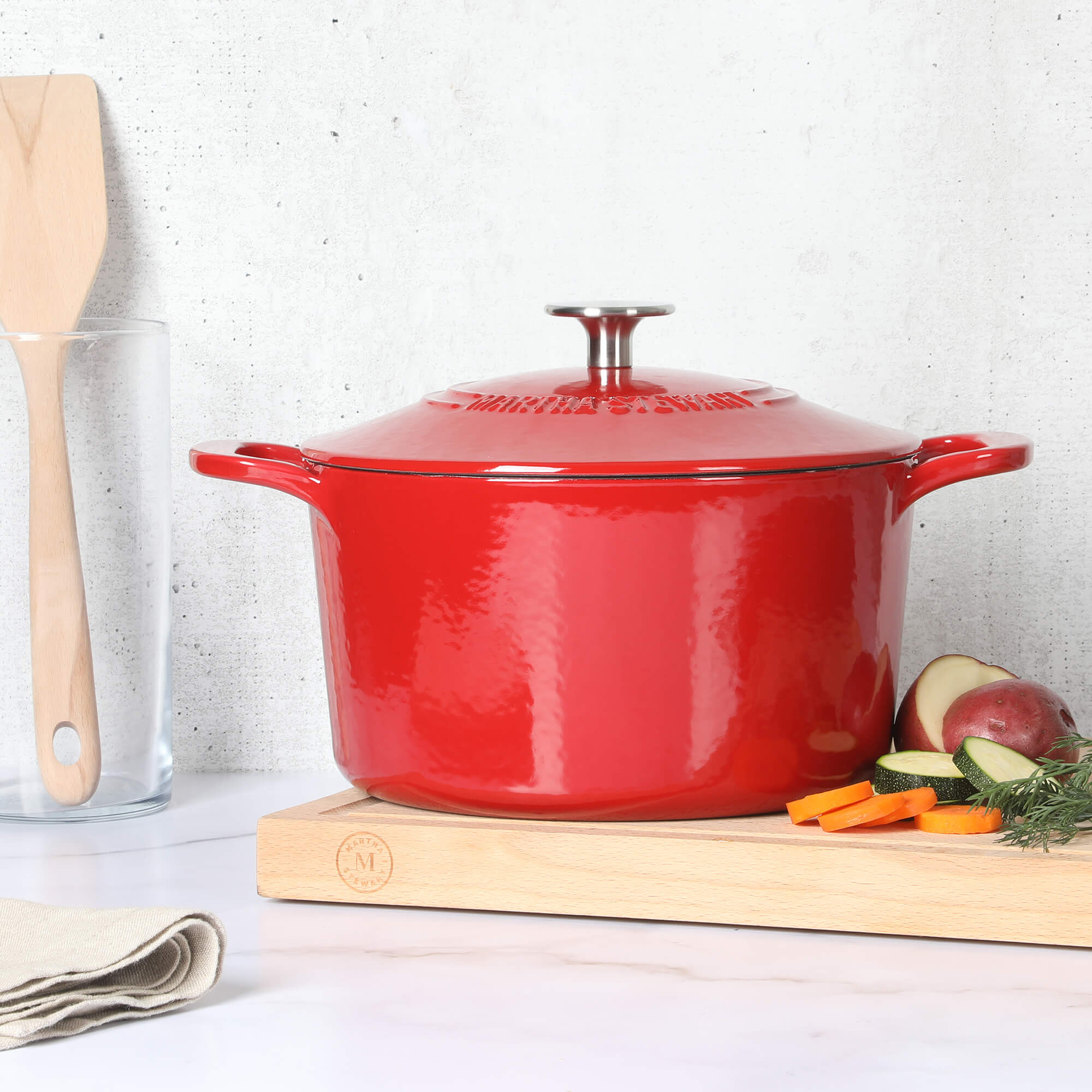 Martha Stewart Gatwick 4 Quart Enamel Cast Iron Dutch Oven - Red