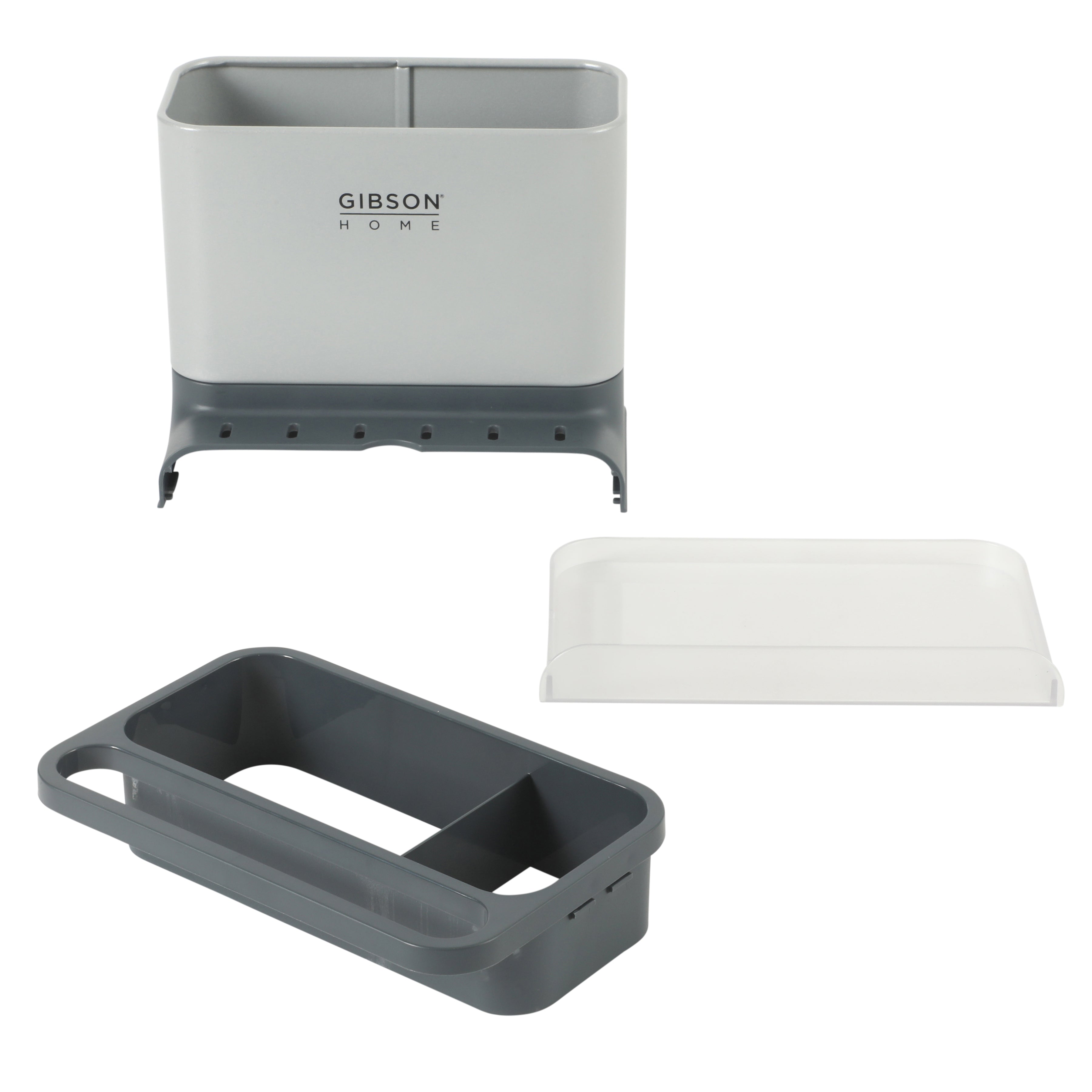 Gibson Home Ledgebrook Sink Caddy With Metal Panel, Metal Sponge Holder for Kitchen Sink, Countertop Organizer and Storage Essentials With Drain Board