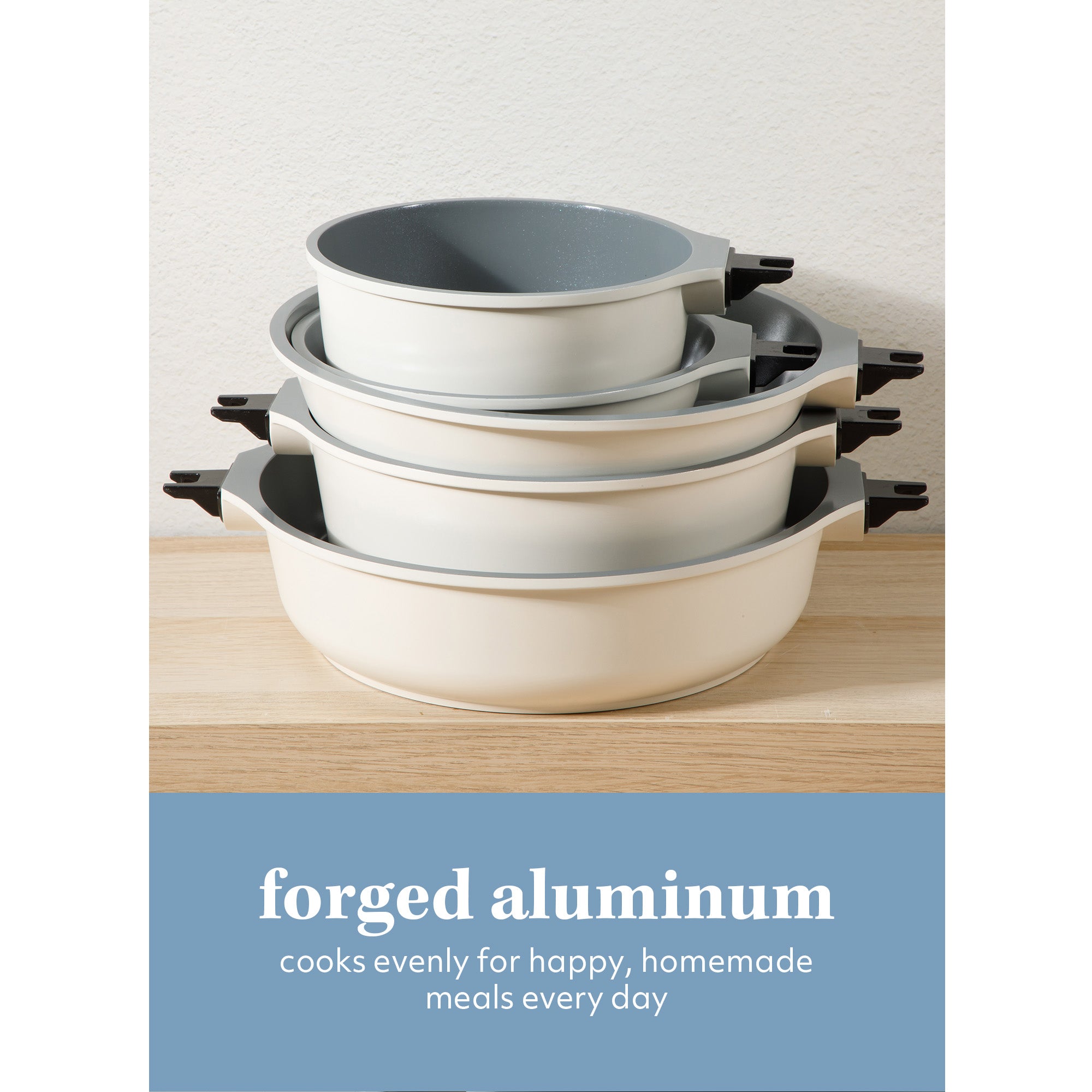 Sur La Table Kitchen Essentials 13 Piece Detachable Handle Pots and Pans Premium PFA Free Premium Ceramic Induction Cookware Set