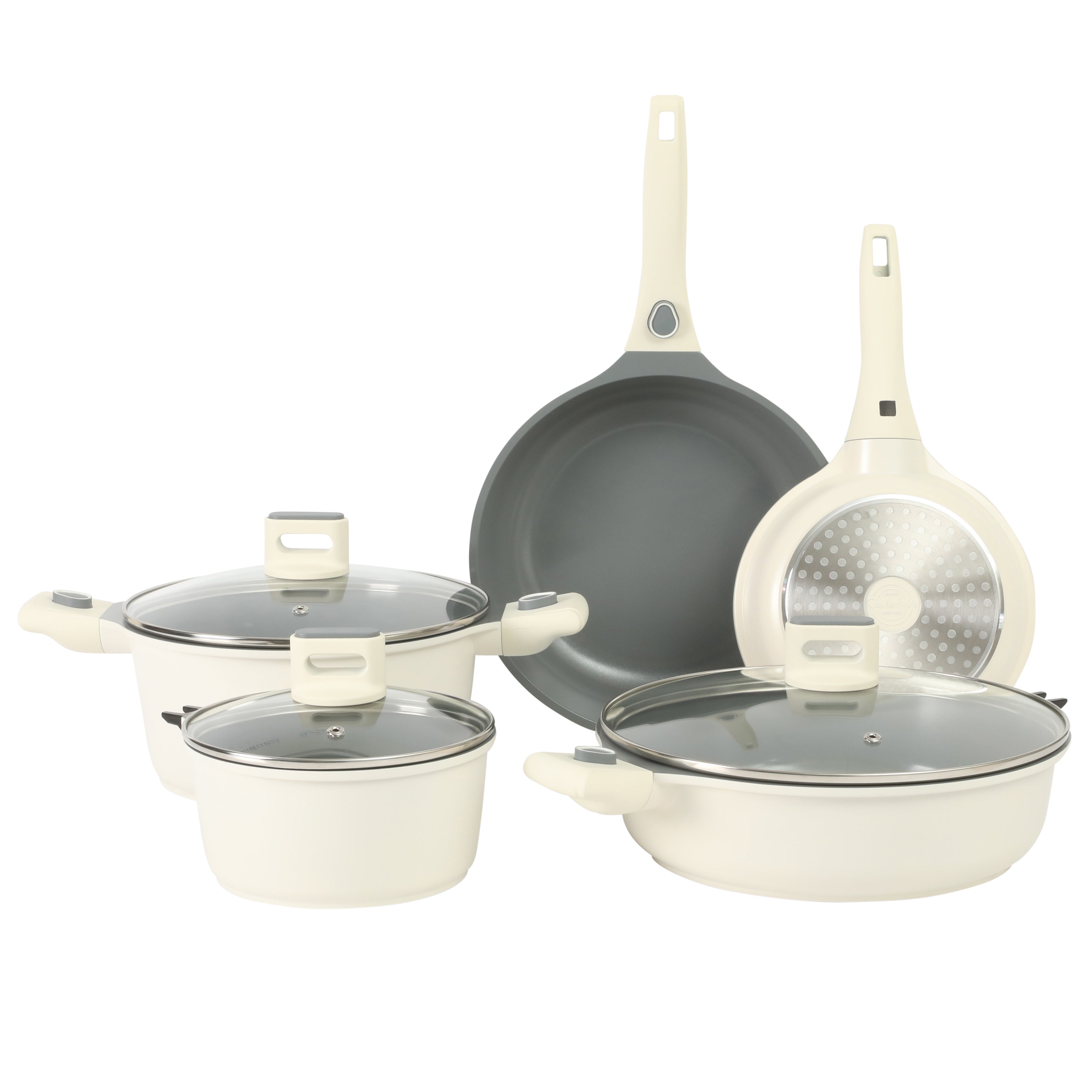 Sur La Table Kitchen Essentials 13 Piece Detachable Handle Pots and Pans Premium PFA Free Premium Ceramic Induction Cookware Set