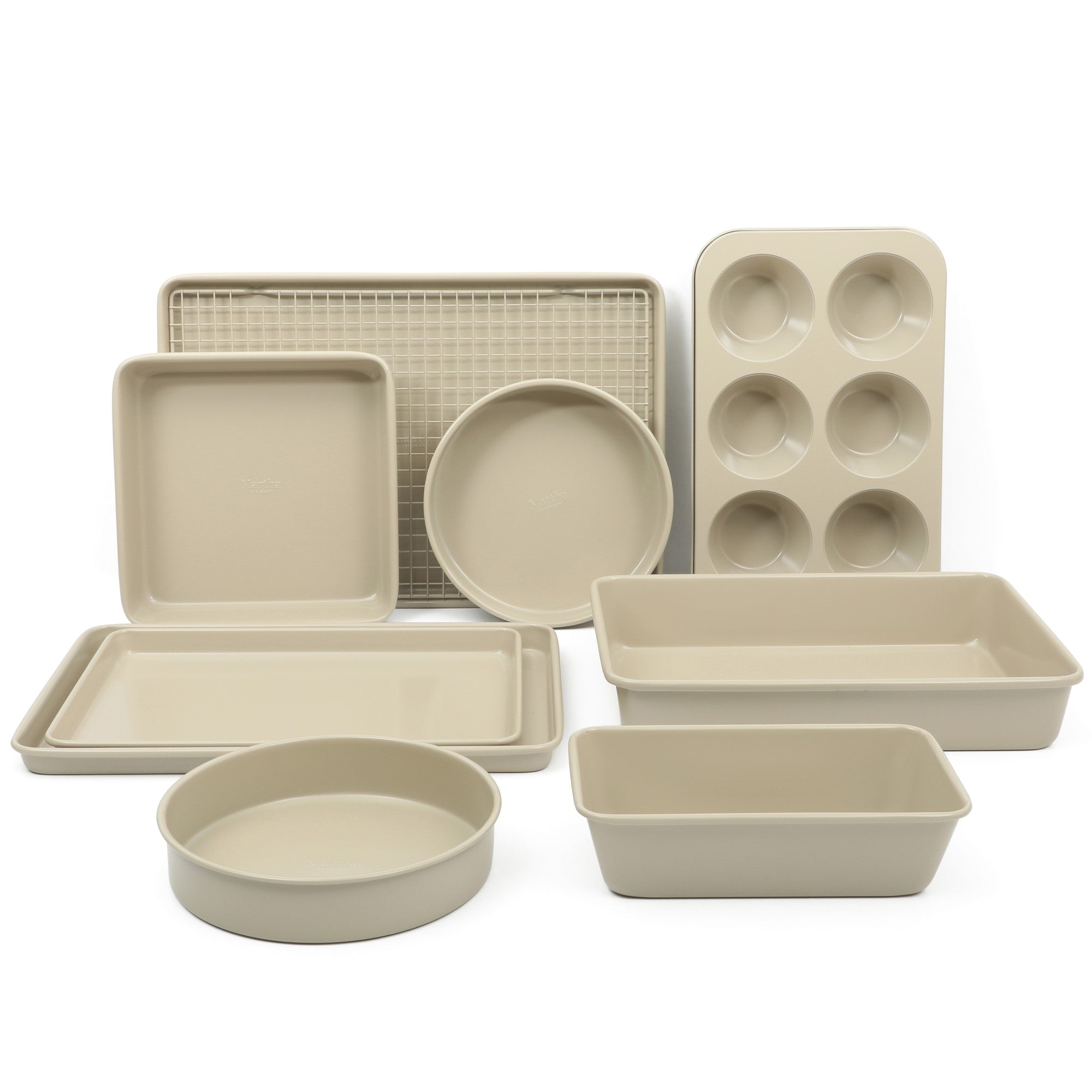 Martha Stewart Gallen 10 Piece Baking Pans Ceramic PFA Free Non Toxic Non Stick Bakeware Set