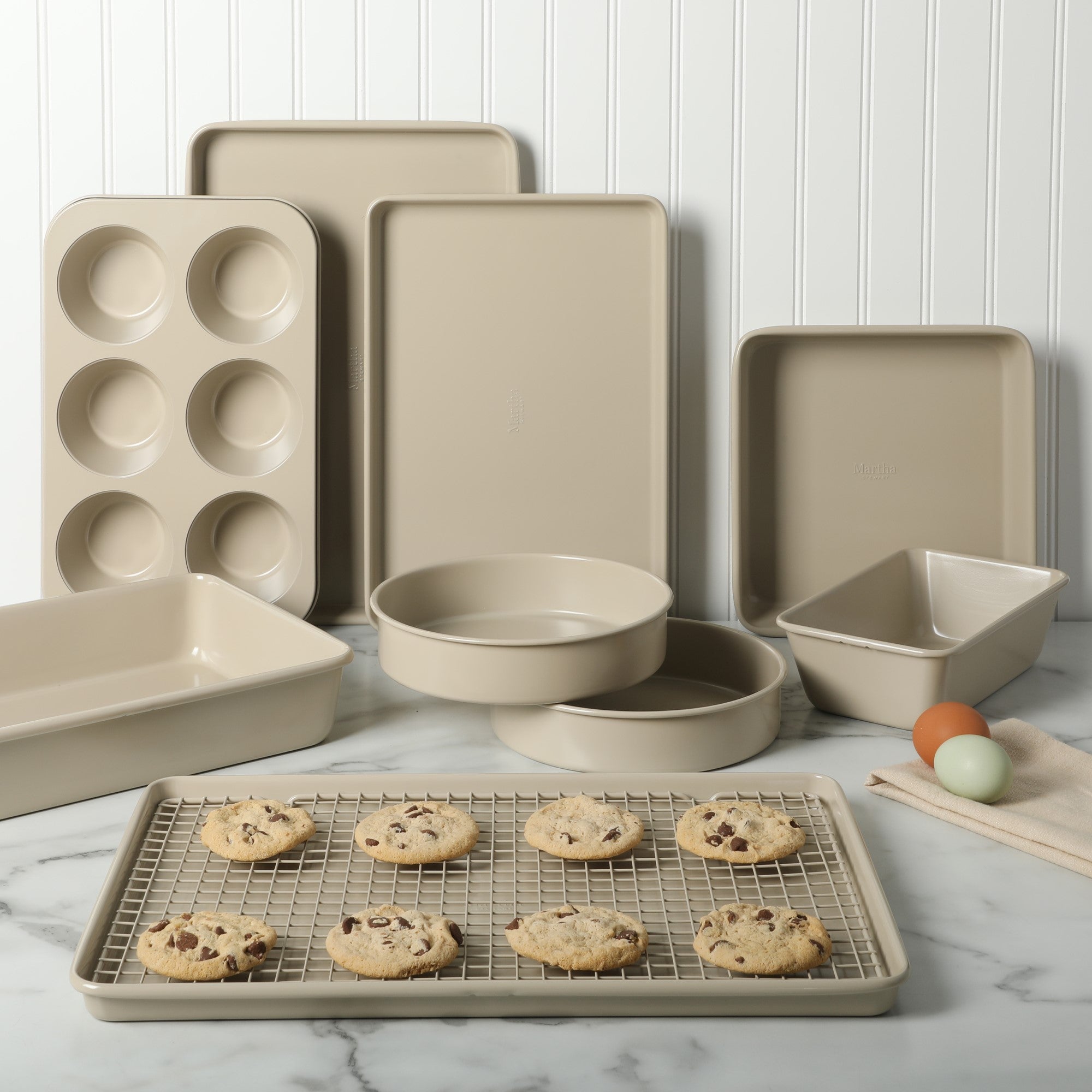 Martha Stewart Gallen 10 Piece Baking Pans Ceramic PFA Free Non Toxic Non Stick Bakeware Set