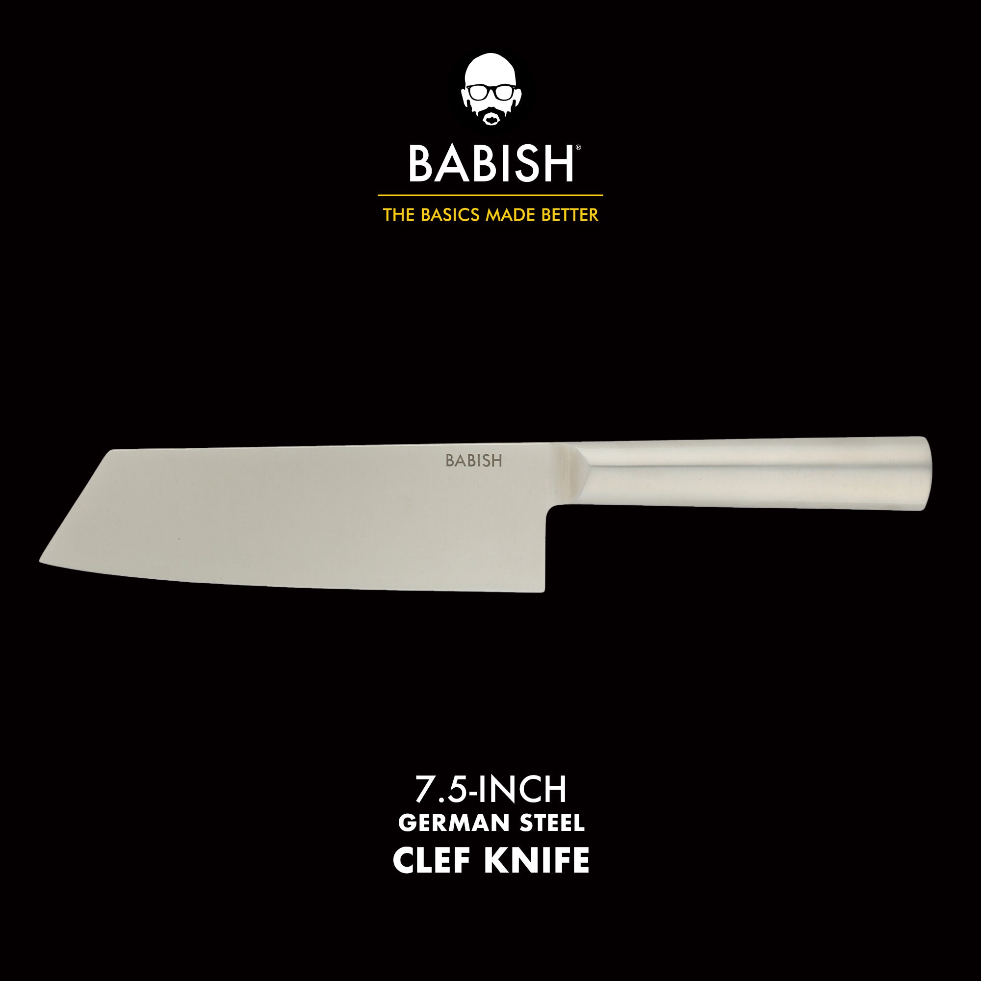 Babish 7.5-Inch Clef Knife – High-Carbon 1.4116 German Steel Kitchen Knife, Chef & Cleaver Hybrid for Chopping, Slicing & Prep, Full-Tang, Razor Sharp, Ergonomic Design