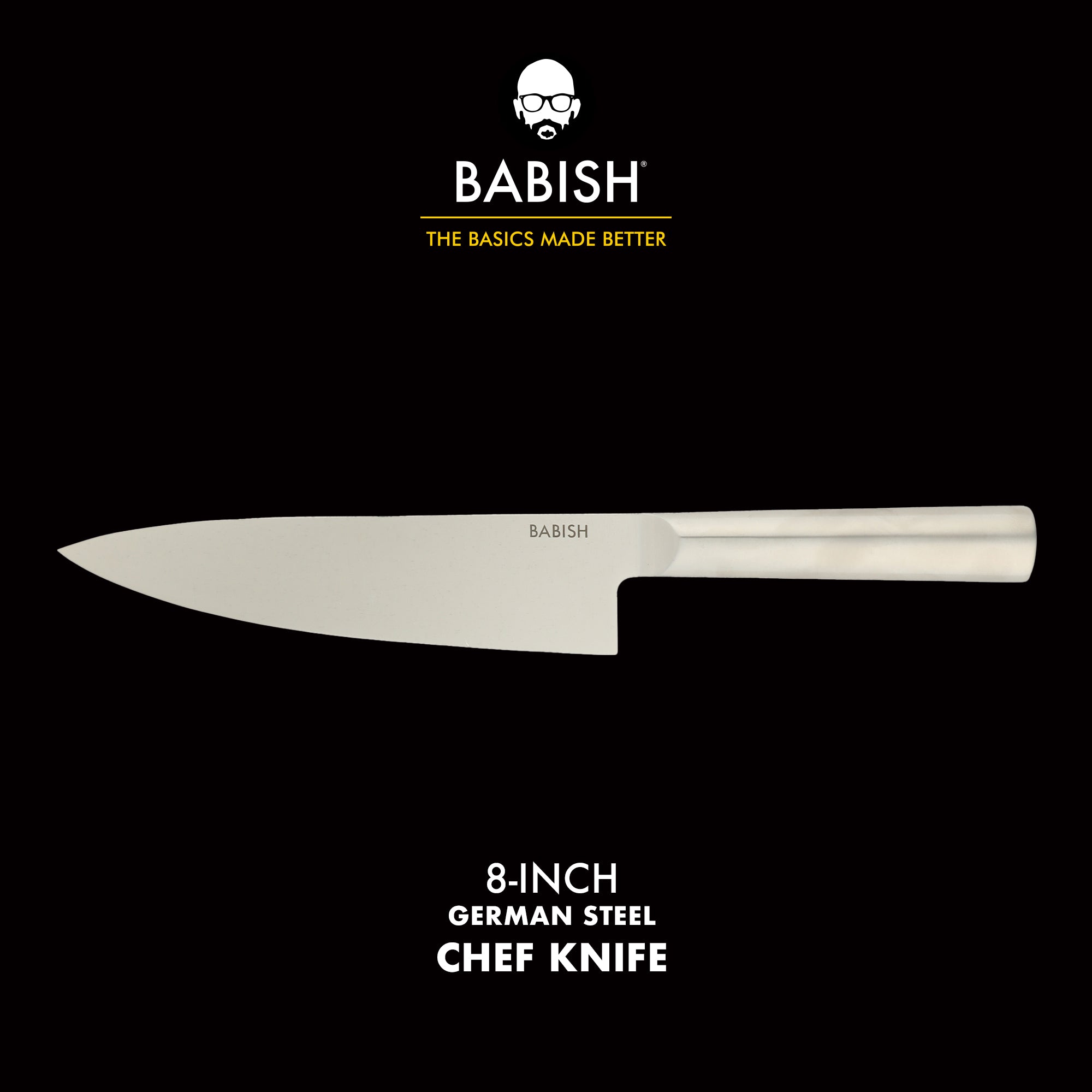 Babish 8-Inch Chef Knife – High-Carbon 1.4116 German Steel Kitchen Knife, Full-Tang Razor Sharp Chef’s Blade for Chopping, Slicing, Dicing & Everyday Prep