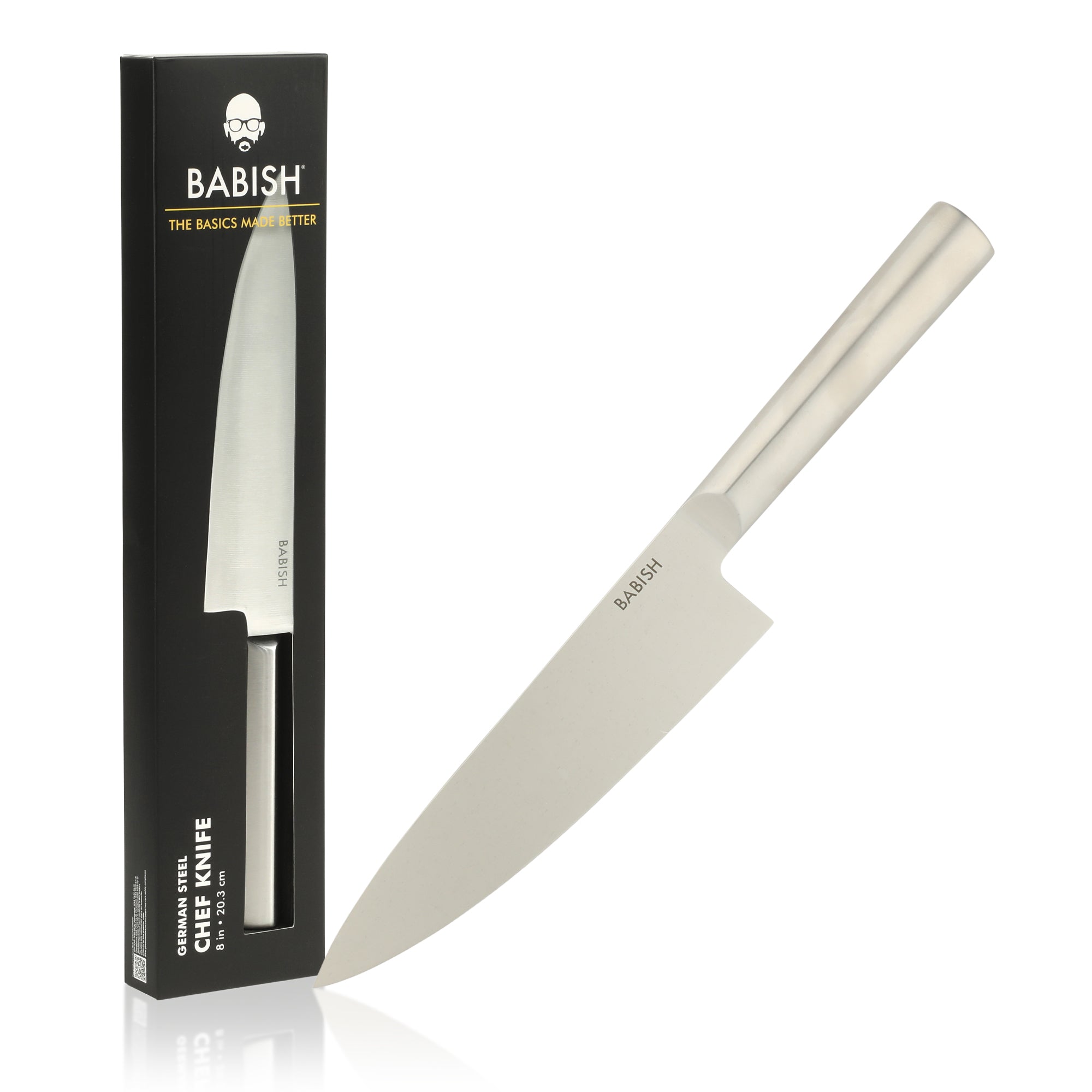 Babish 8-Inch Chef Knife – High-Carbon 1.4116 German Steel Kitchen Knife, Full-Tang Razor Sharp Chef’s Blade for Chopping, Slicing, Dicing & Everyday Prep
