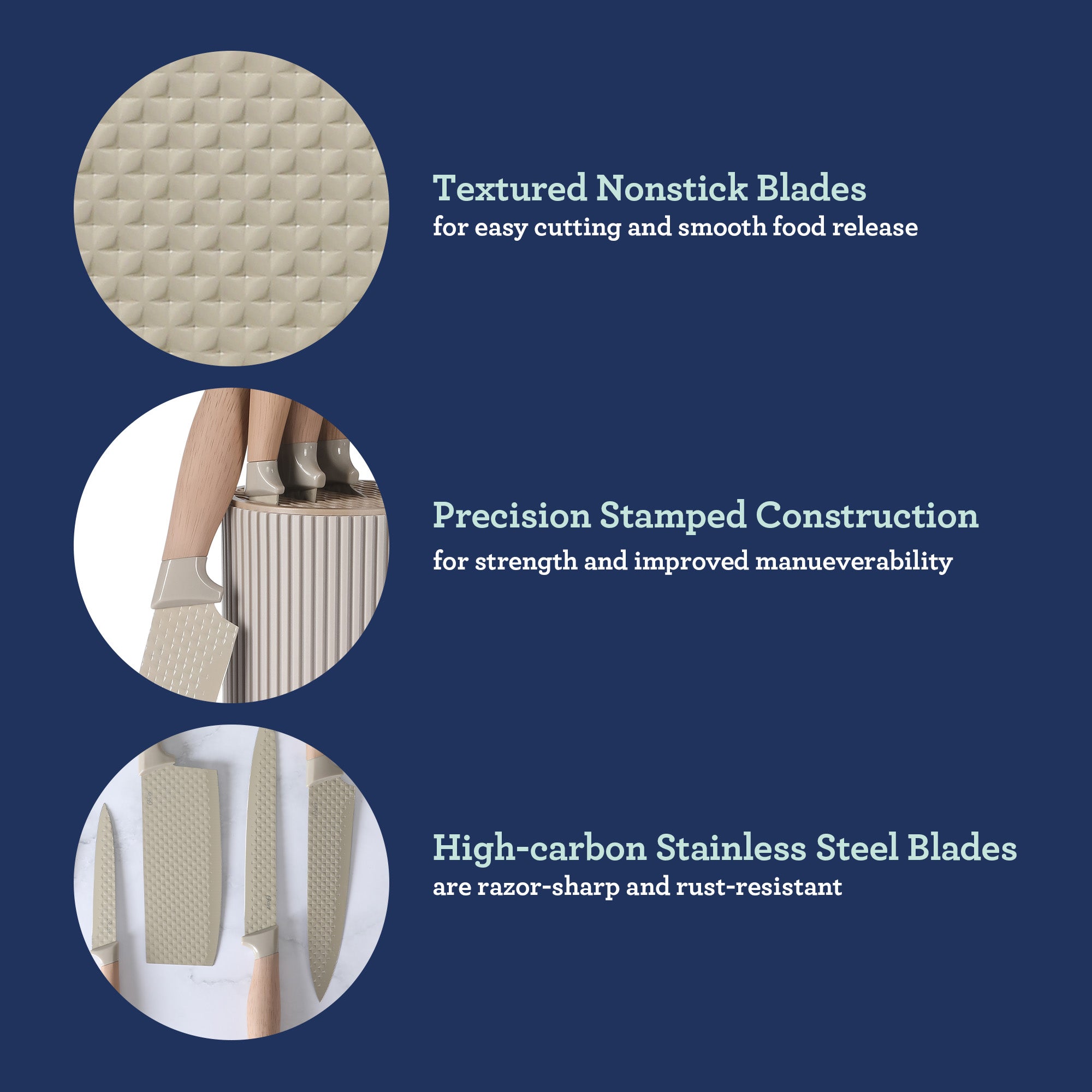 Oster Gunderson 6-Piece Kitchen Knife Block Set. Stainless Steel Kitchen Knife Set