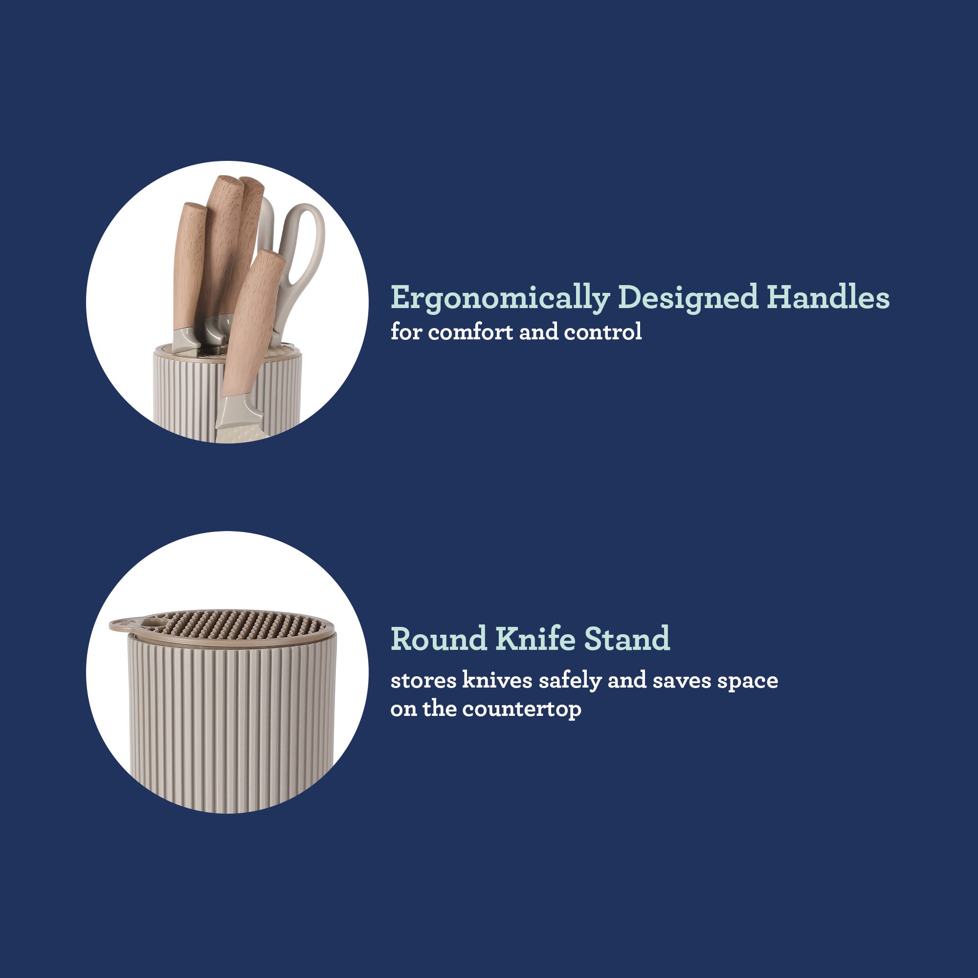 Oster Gunderson 6-Piece Kitchen Knife Block Set. Stainless Steel Kitchen Knife Set