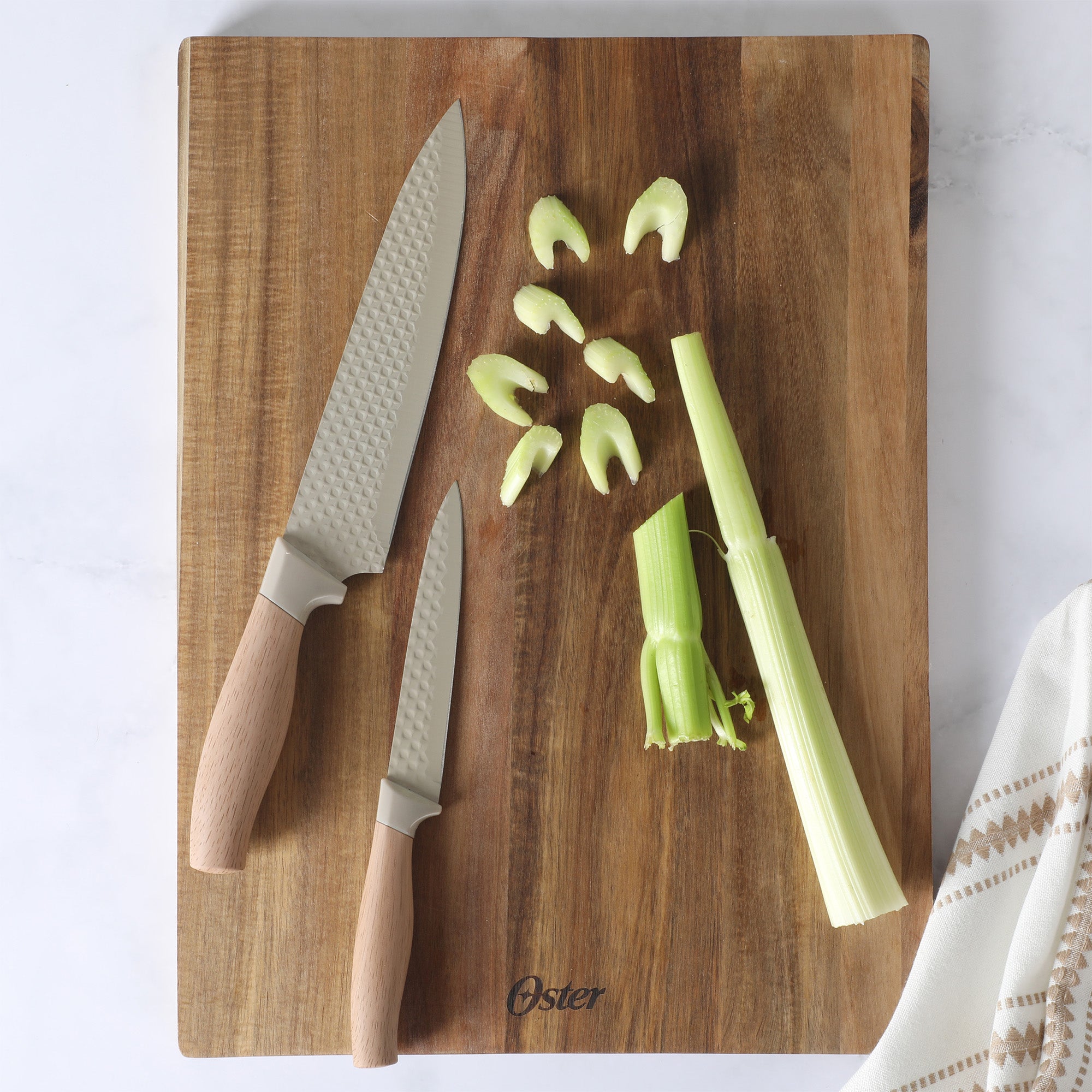 Oster Gunderson 6-Piece Kitchen Knife Block Set. Stainless Steel Kitchen Knife Set