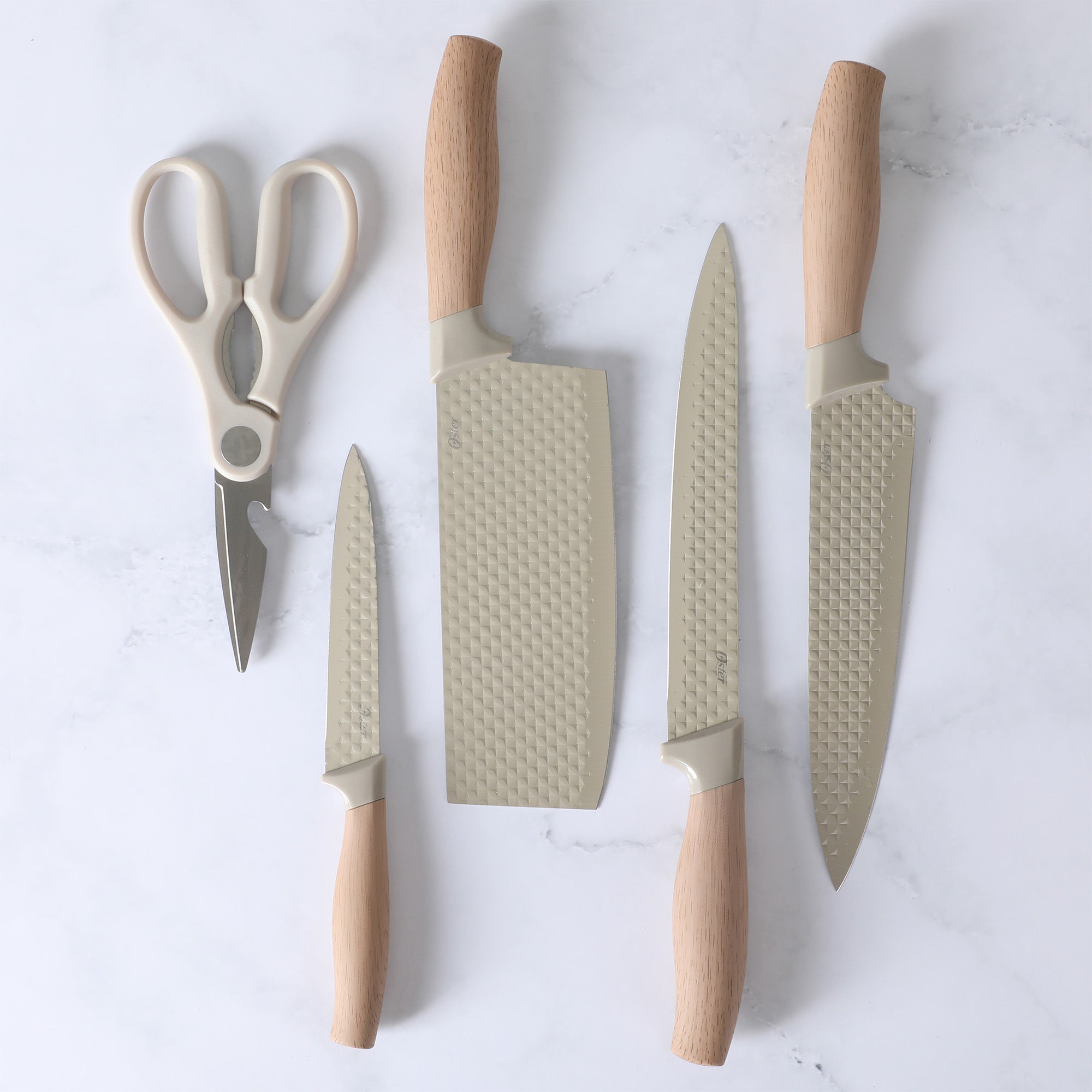 Oster Gunderson 6-Piece Kitchen Knife Block Set. Stainless Steel Kitchen Knife Set