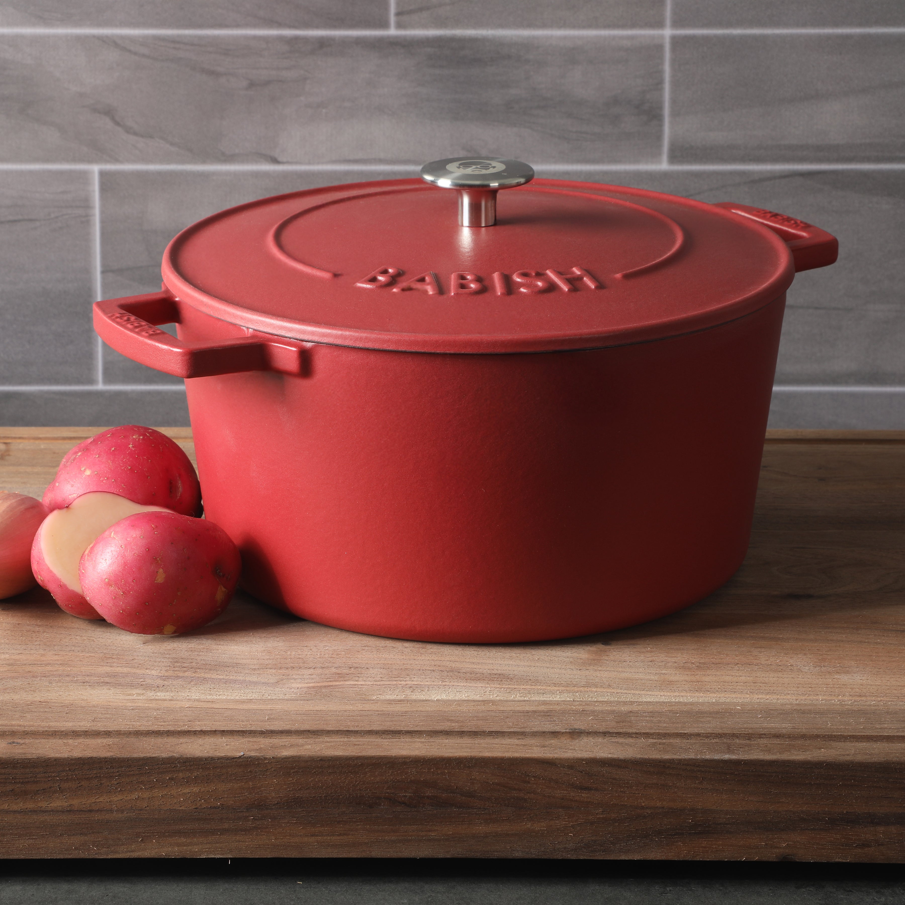 Babish 6-Quart Round Matte Enamel Cast Iron Dutch Oven Pot With Lid