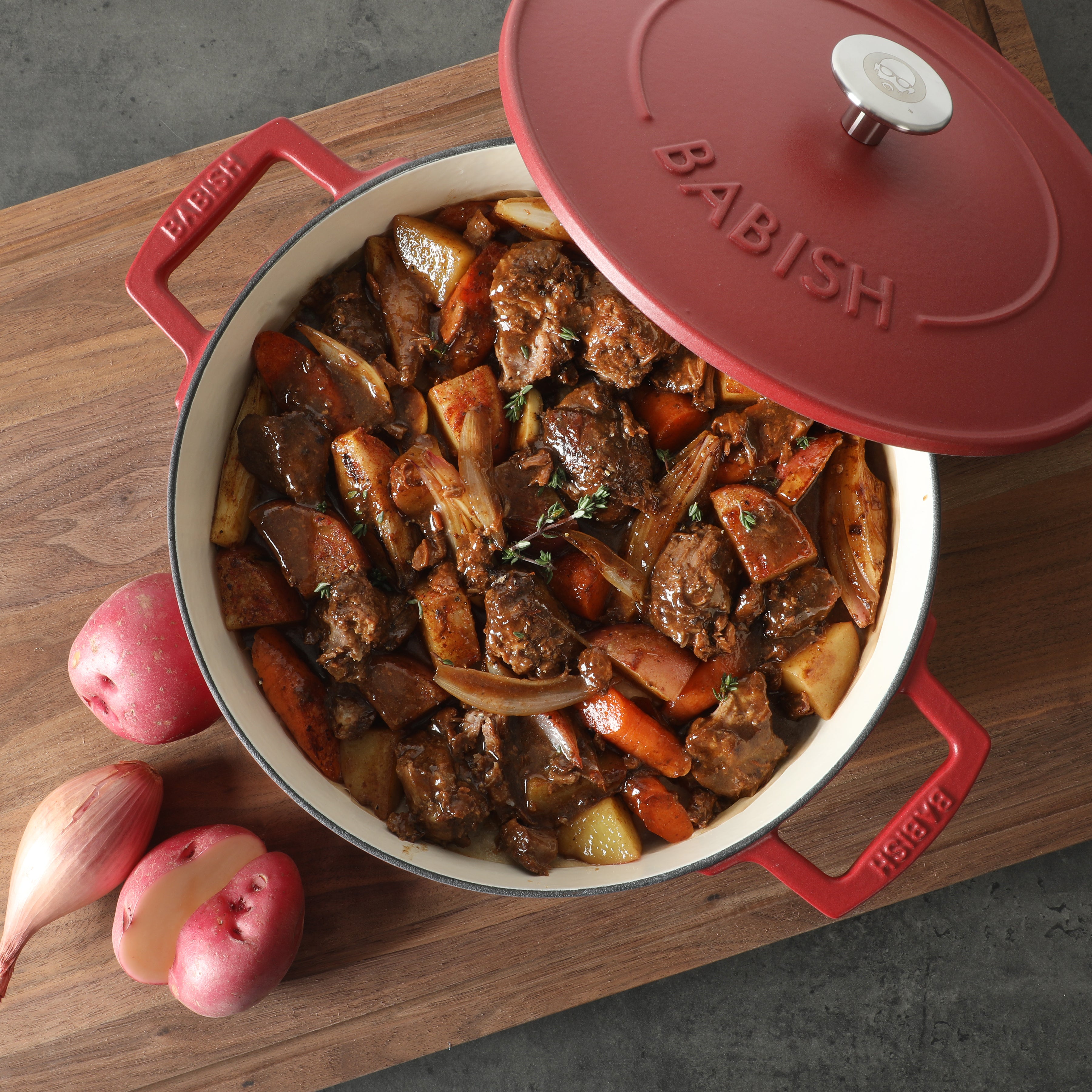 Babish 6-Quart Round Matte Enamel Cast Iron Dutch Oven Pot With Lid