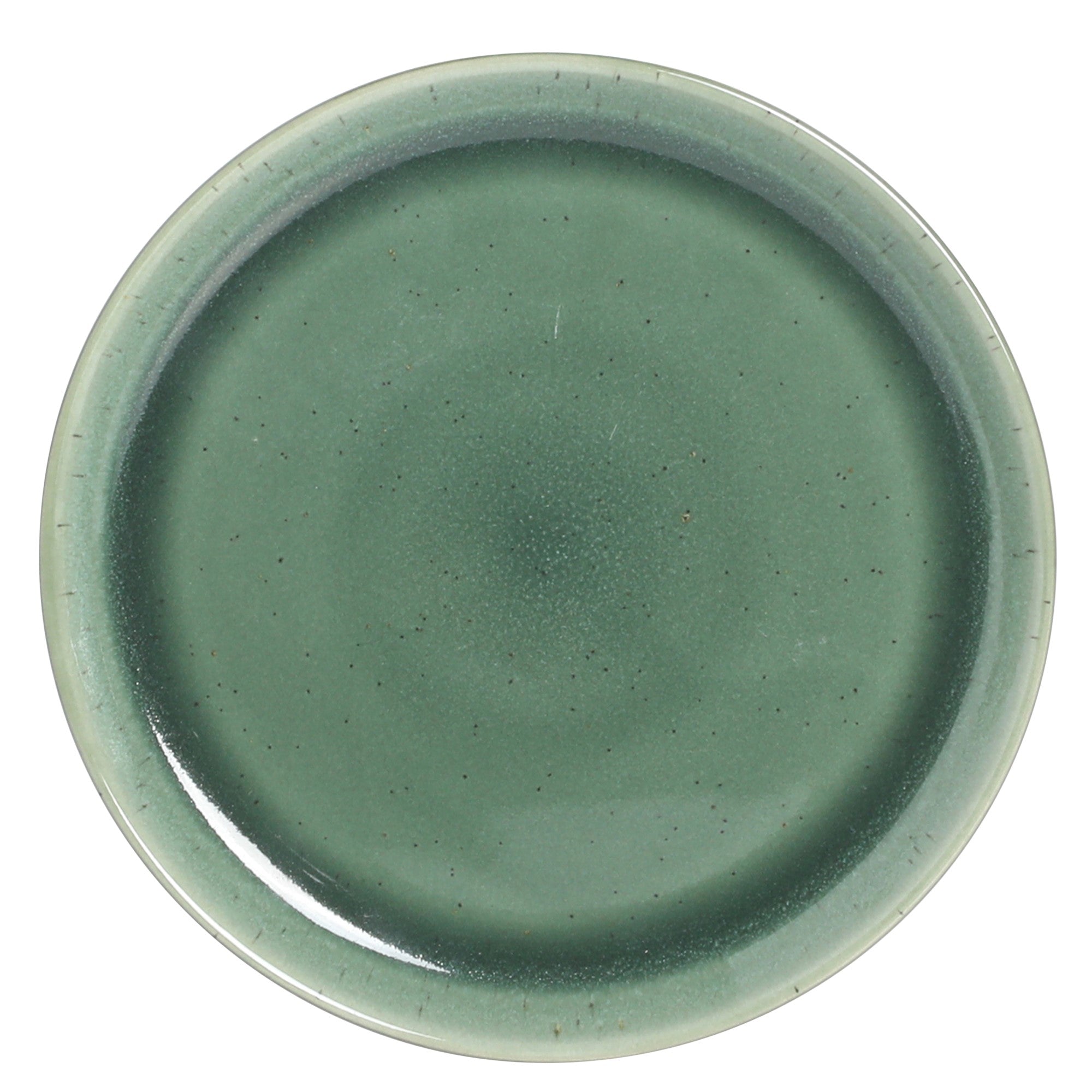 Gibson Elite 12 Piece (Service for 4) Fern Canyon Plates and Bowls Reactive Glaze Modern Coupe Round Dishes Stoneware Ceramic Dinnerware Set - Glossy Green