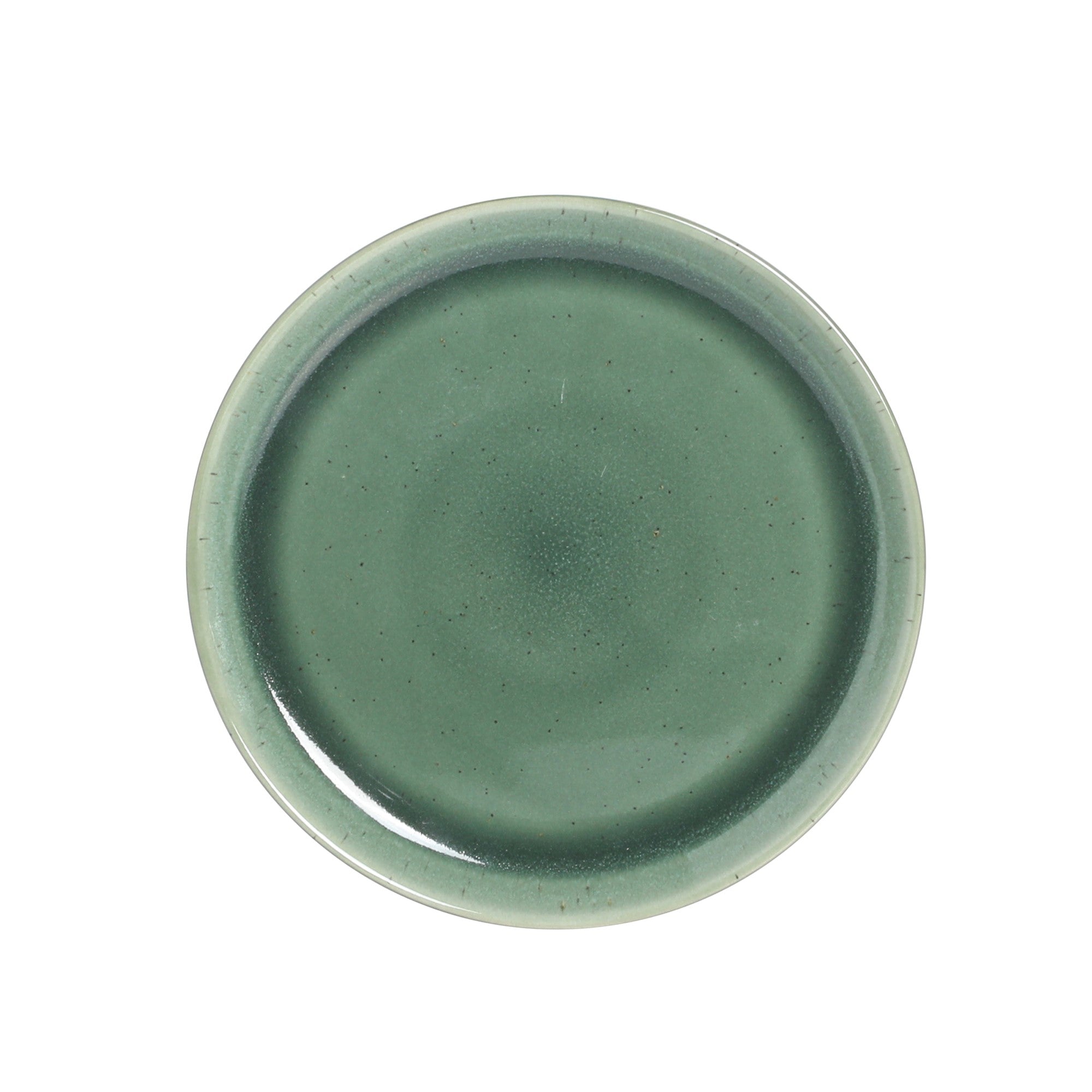 Gibson Elite 12 Piece (Service for 4) Fern Canyon Plates and Bowls Reactive Glaze Modern Coupe Round Dishes Stoneware Ceramic Dinnerware Set - Glossy Green