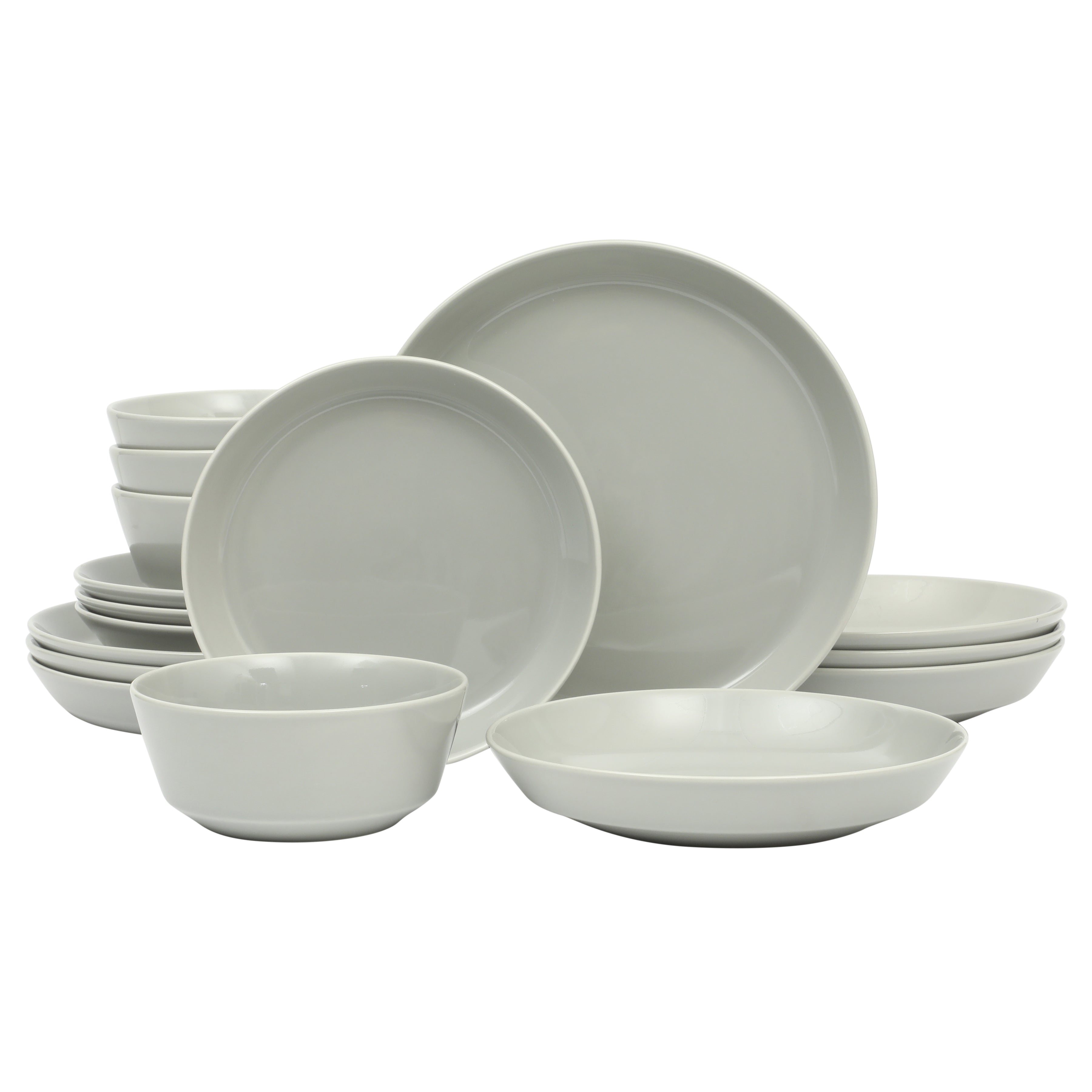 Gibson Home Summer Shades 16 Piece Plates and Bowls Dishes Service for 4 Porcelain Dinnerware Set