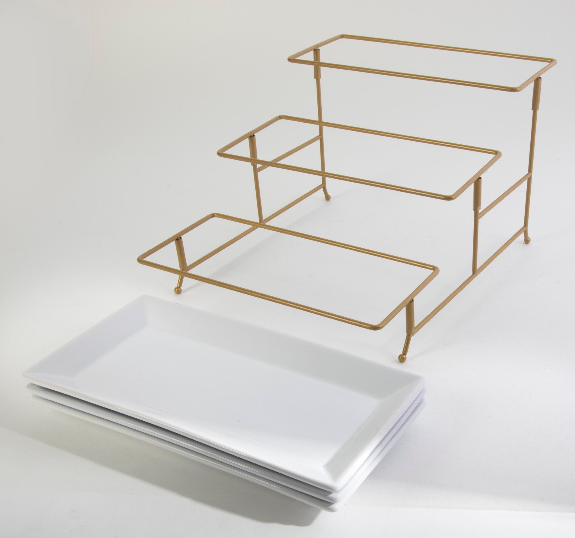 Gibson Home Gracious Dining Dinnerware, 3-Tier Rectangle Plate Serving