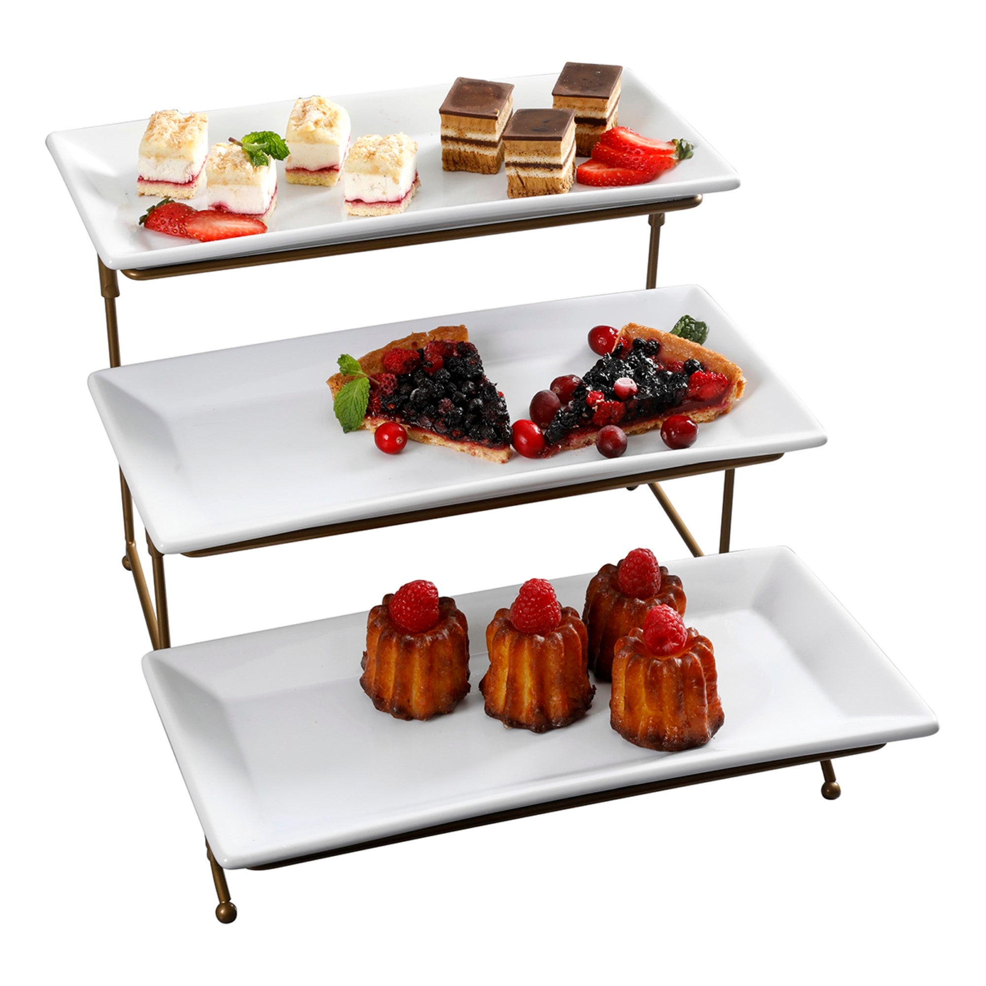 Gibson Home Gracious Dining Dinnerware, 3-Tier Rectangle Plate Serving