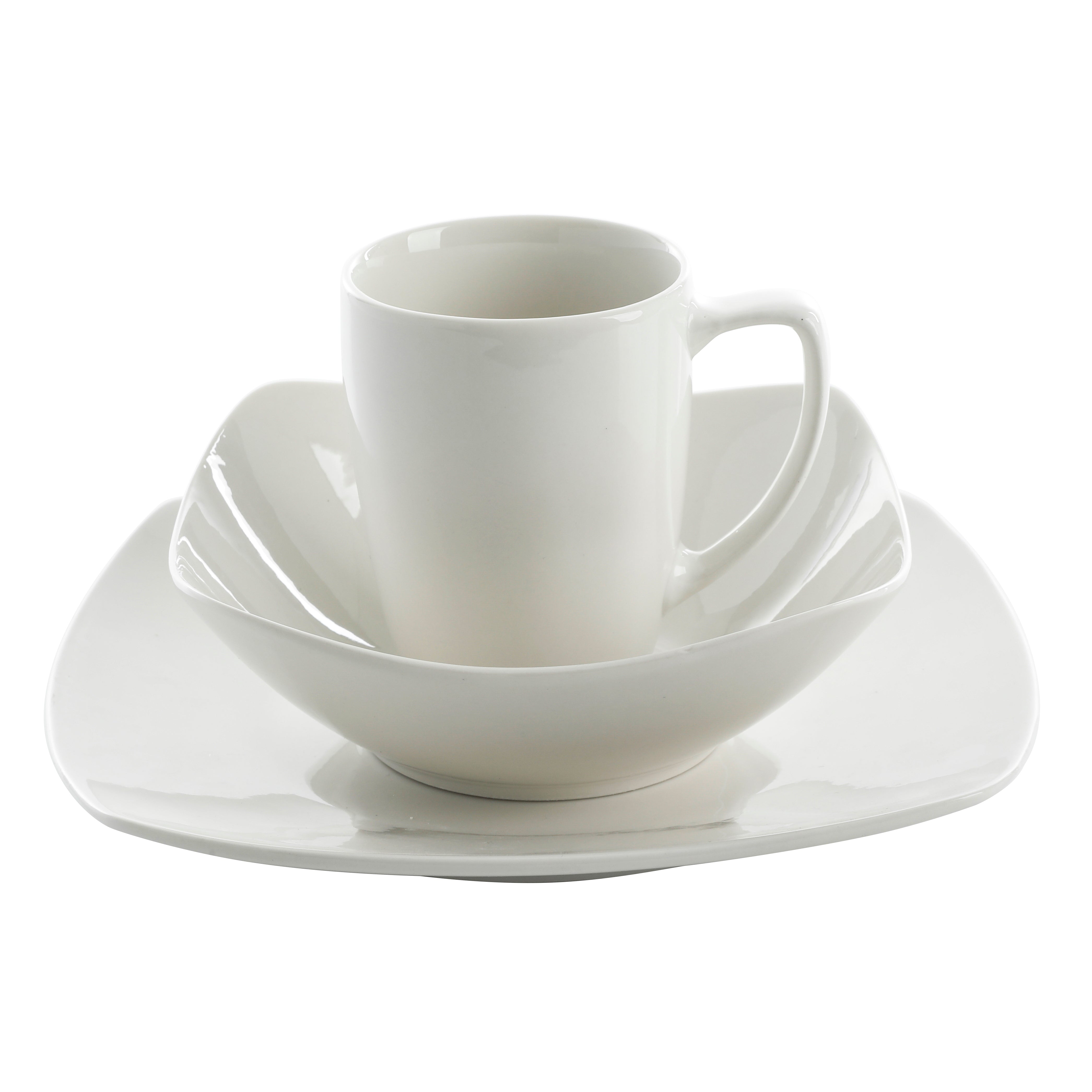 Gibson Home Zen Buffet (Service for 8) 24 Piece Plates and Bowls Porcelain Solid Color Dishes  Ceramic Dinnerware Set - White