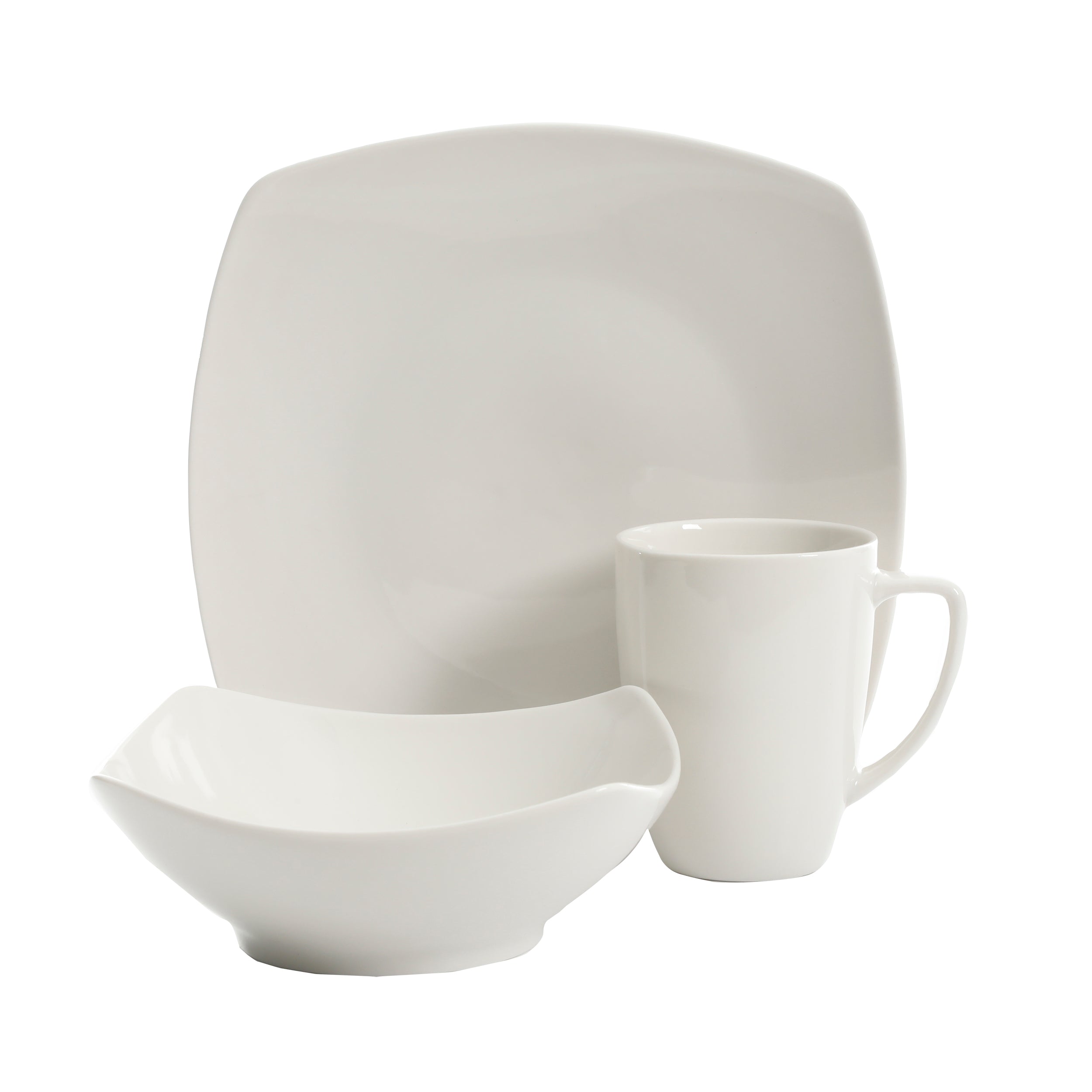 Gibson Home Zen Buffet (Service for 8) 24 Piece Plates and Bowls Porcelain Solid Color Dishes  Ceramic Dinnerware Set - White
