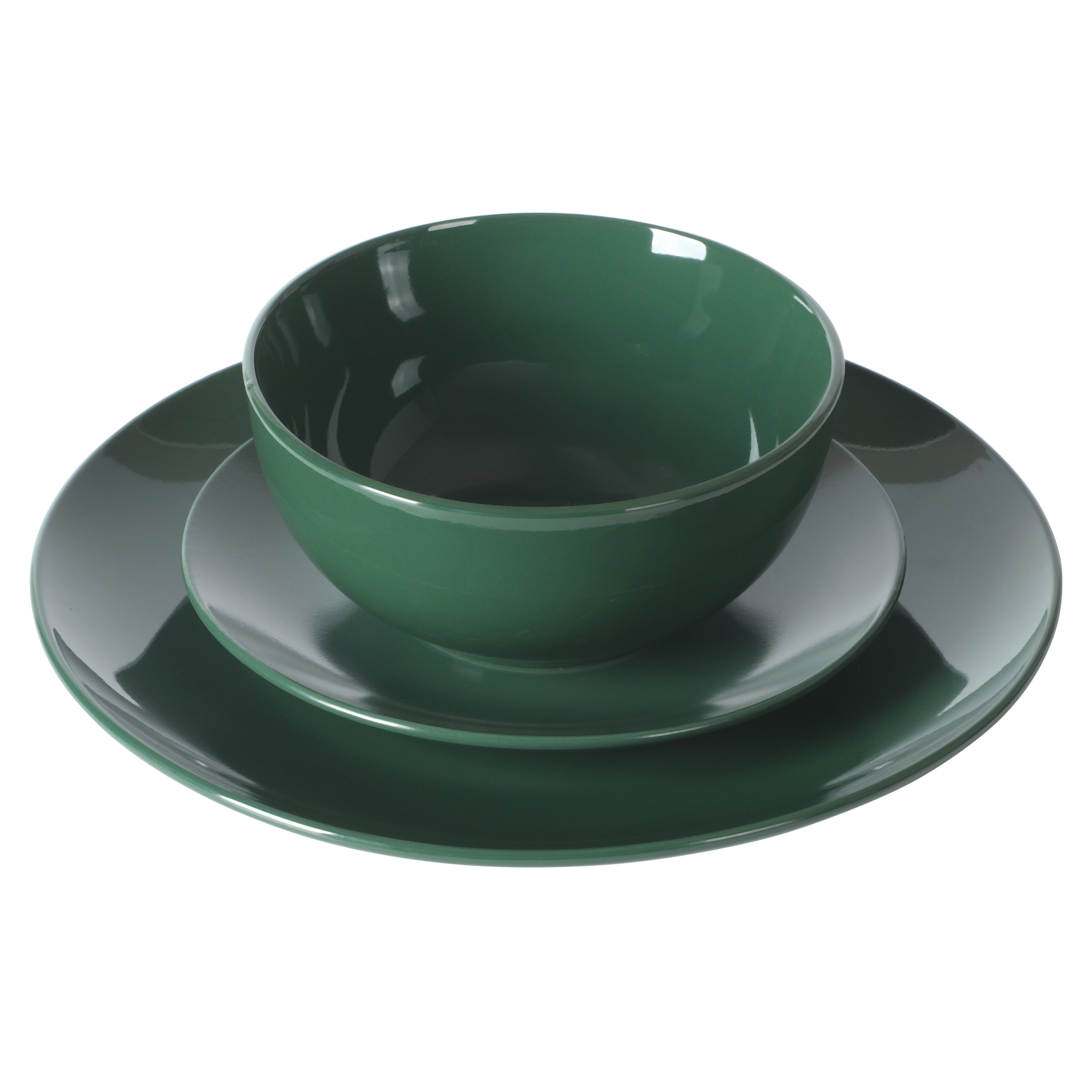 Gibson Home Simple Essential (Service for 4) Plates and Bowls Porcelain Solid Color Dishes  Ceramic Dinnerware Set - Hunter Green