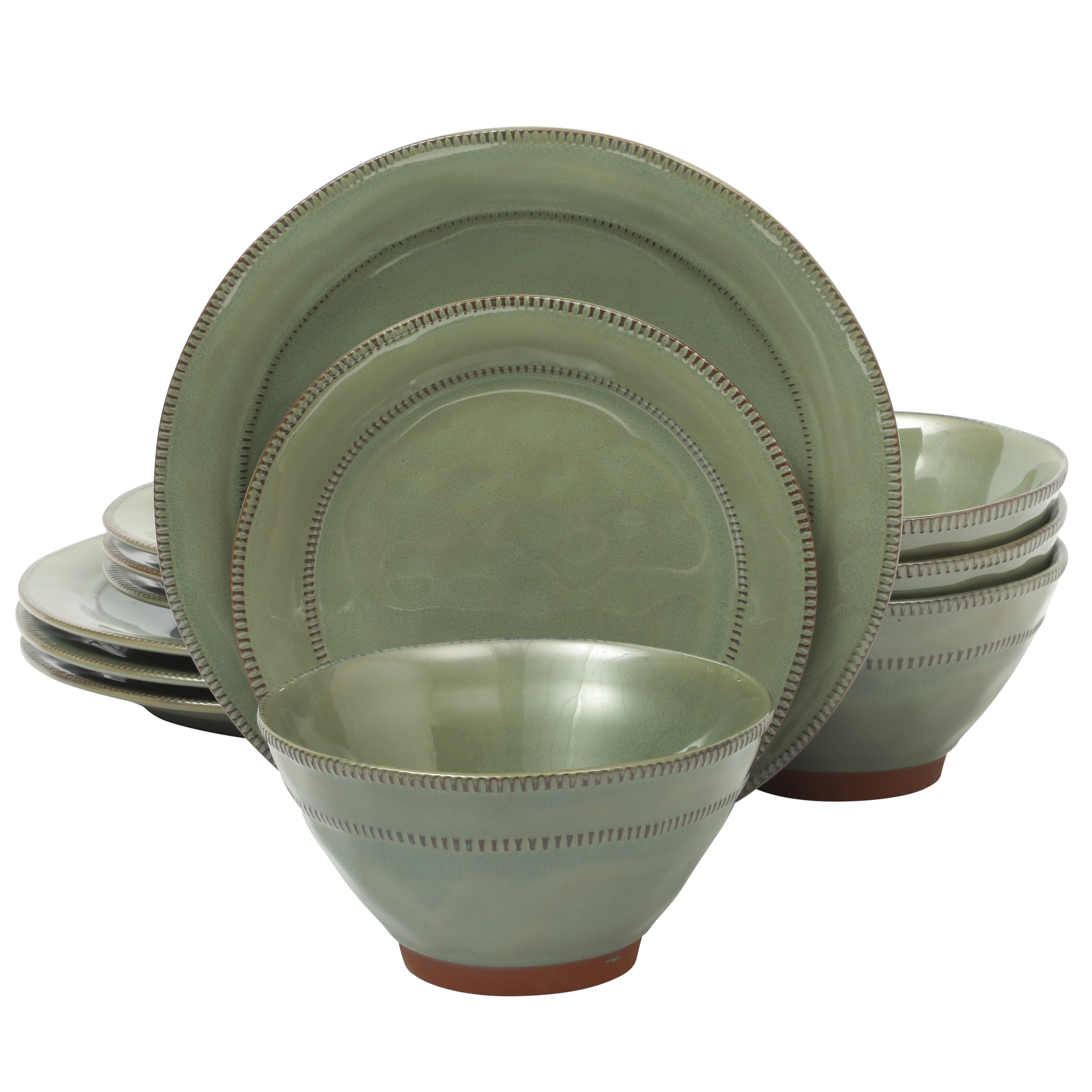Gibson Elite Terranea 12-Piece Reactive Terracotta Dinnerware Set