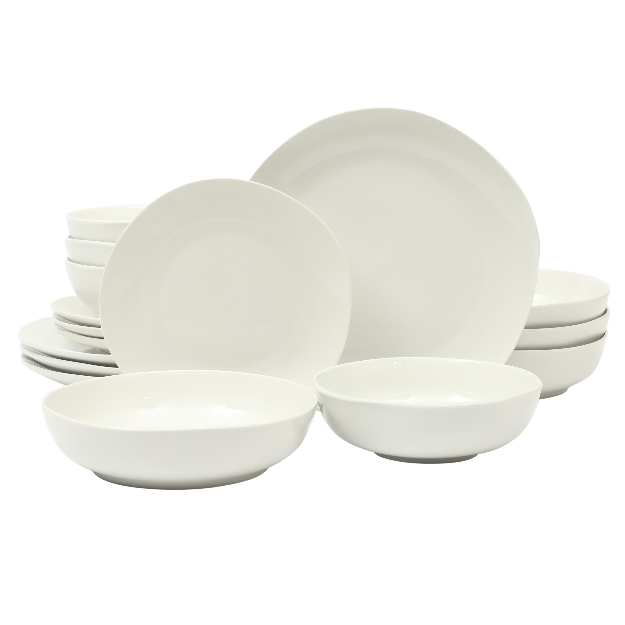 Gibson Home Lindendale 16 Piece Porcelain Ceramic Plates and Bowls Dishes Scratch and Chip Resistant Service for 4 Dinnerware Set - White