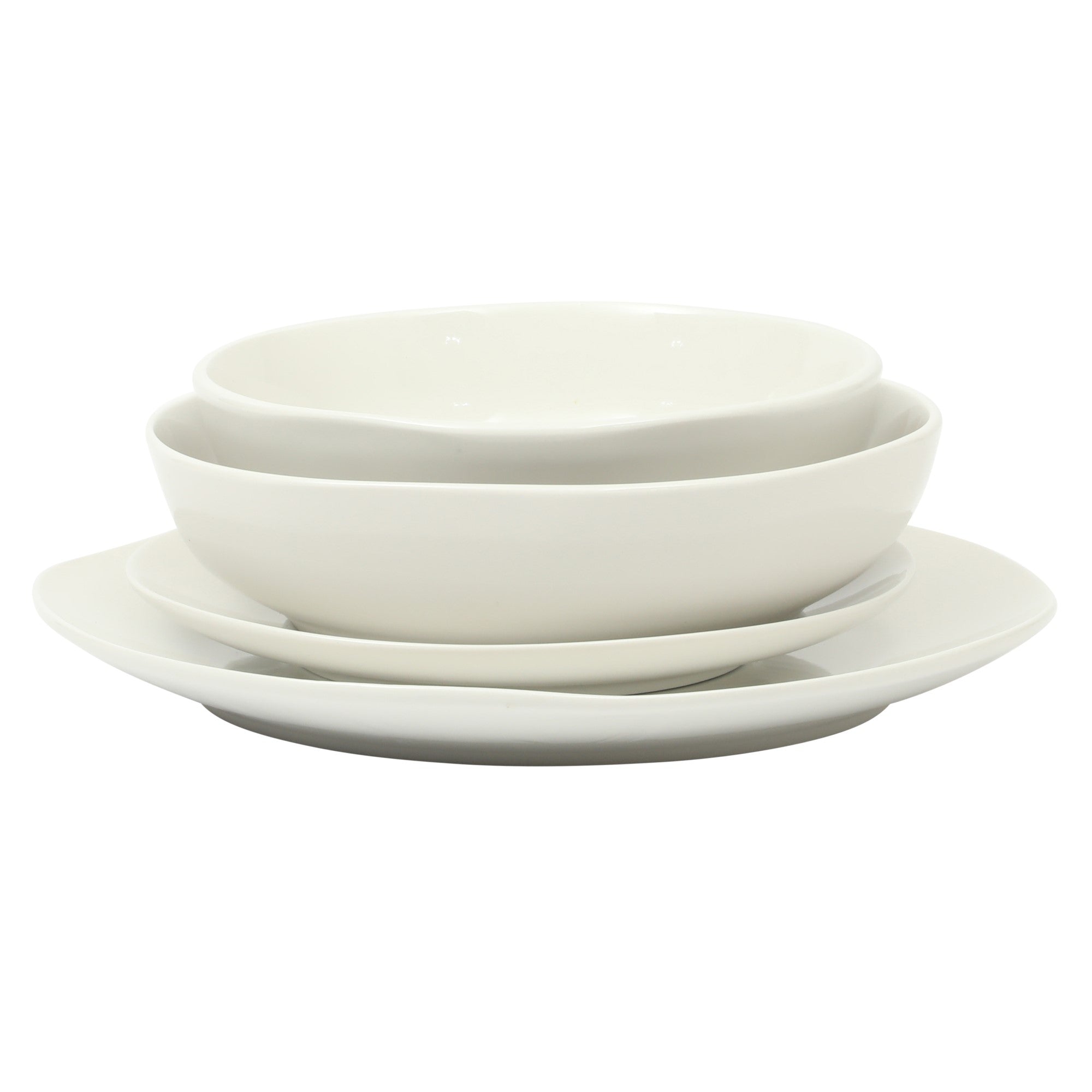 Gibson Home Lindendale 16 Piece Porcelain Ceramic Plates and Bowls Dishes Scratch and Chip Resistant Service for 4 Dinnerware Set - White