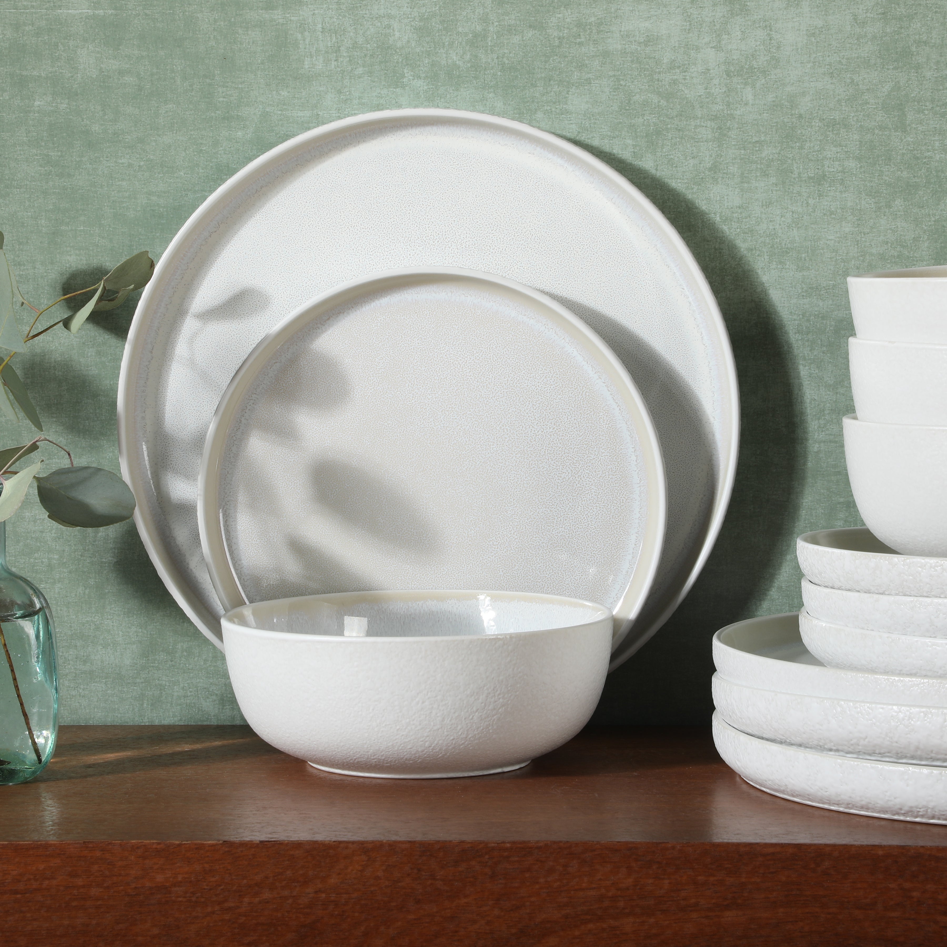 Gibson Elite Tahoe Sunset 12 Piece Stoneware Reactive Glaze (Service for 4) Ceramic Plates and Bowls Dinnerware Set