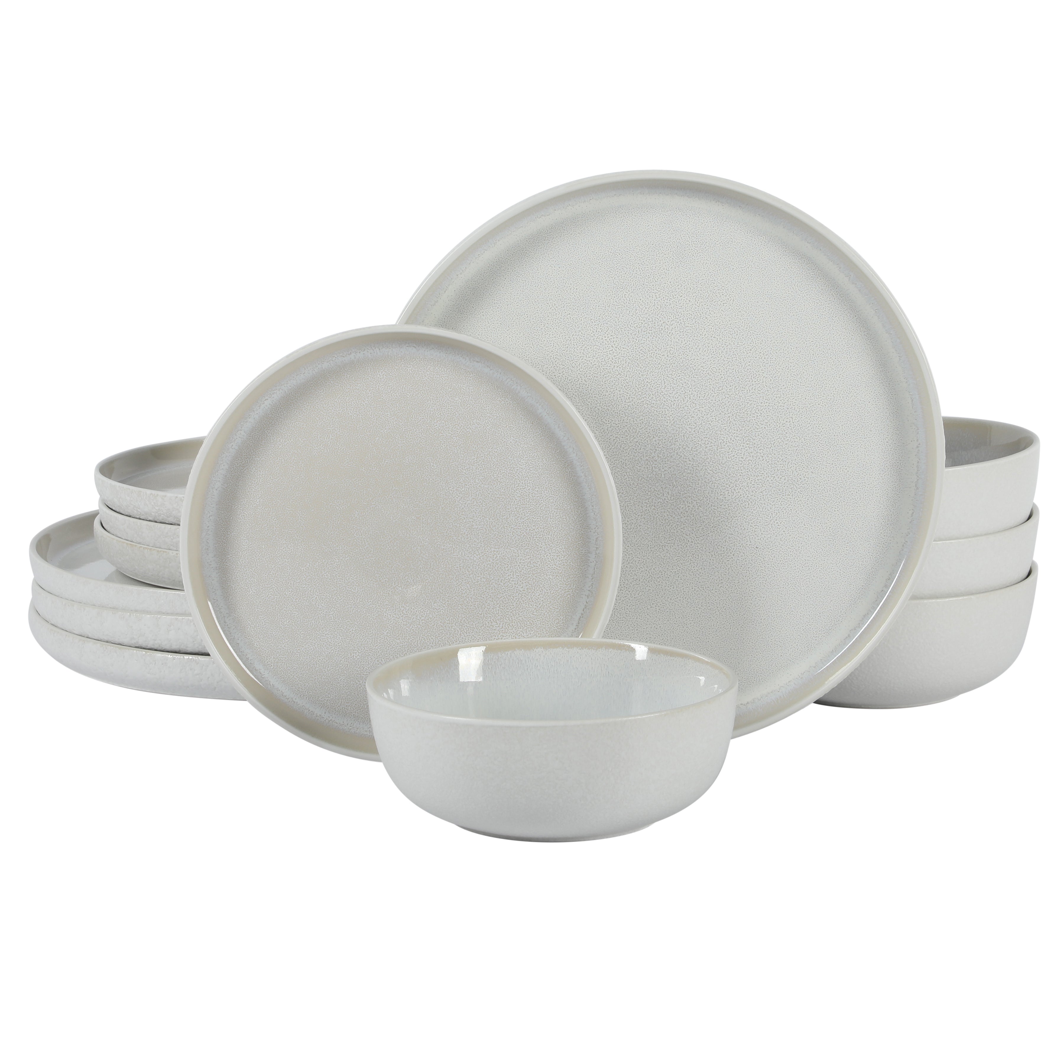 Gibson Elite Tahoe Sunset 12 Piece Stoneware Reactive Glaze (Service for 4) Ceramic Plates and Bowls Dinnerware Set