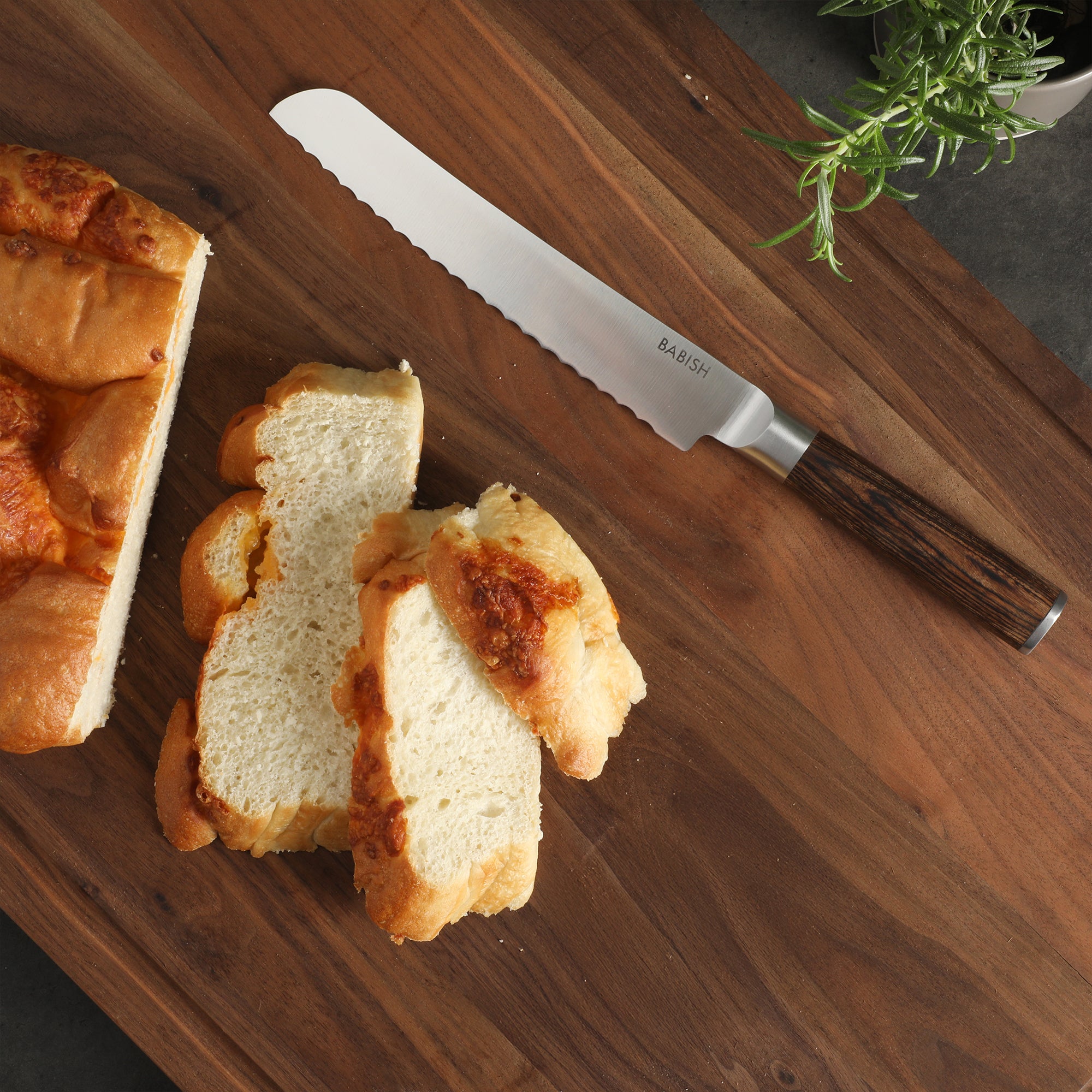 Babish 8-Inch Bread Knife – High-Carbon 1.4116 German Steel Serrated Knife with Pakka Wood Handle, Full-Tang Razor Sharp Kitchen Knife for Slicing Bread, Crusting & Artisan Loaves