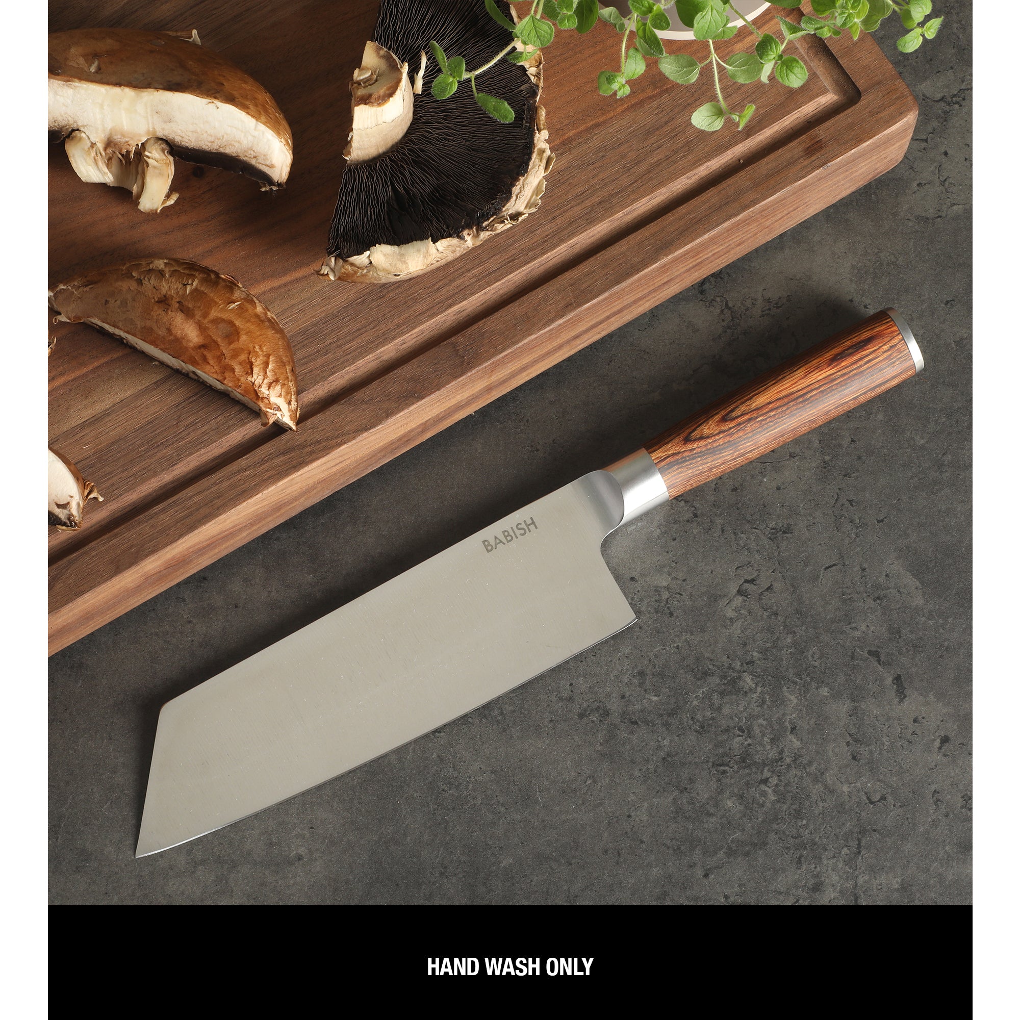 Babish 7.5-Inch Clef Knife – High-Carbon 1.4116 German Steel Kitchen Knife with Pakka Wood Handle, Chef & Cleaver Hybrid for Chopping, Slicing & Prep, Full-Tang, Razor Sharp, Ergonomic Design