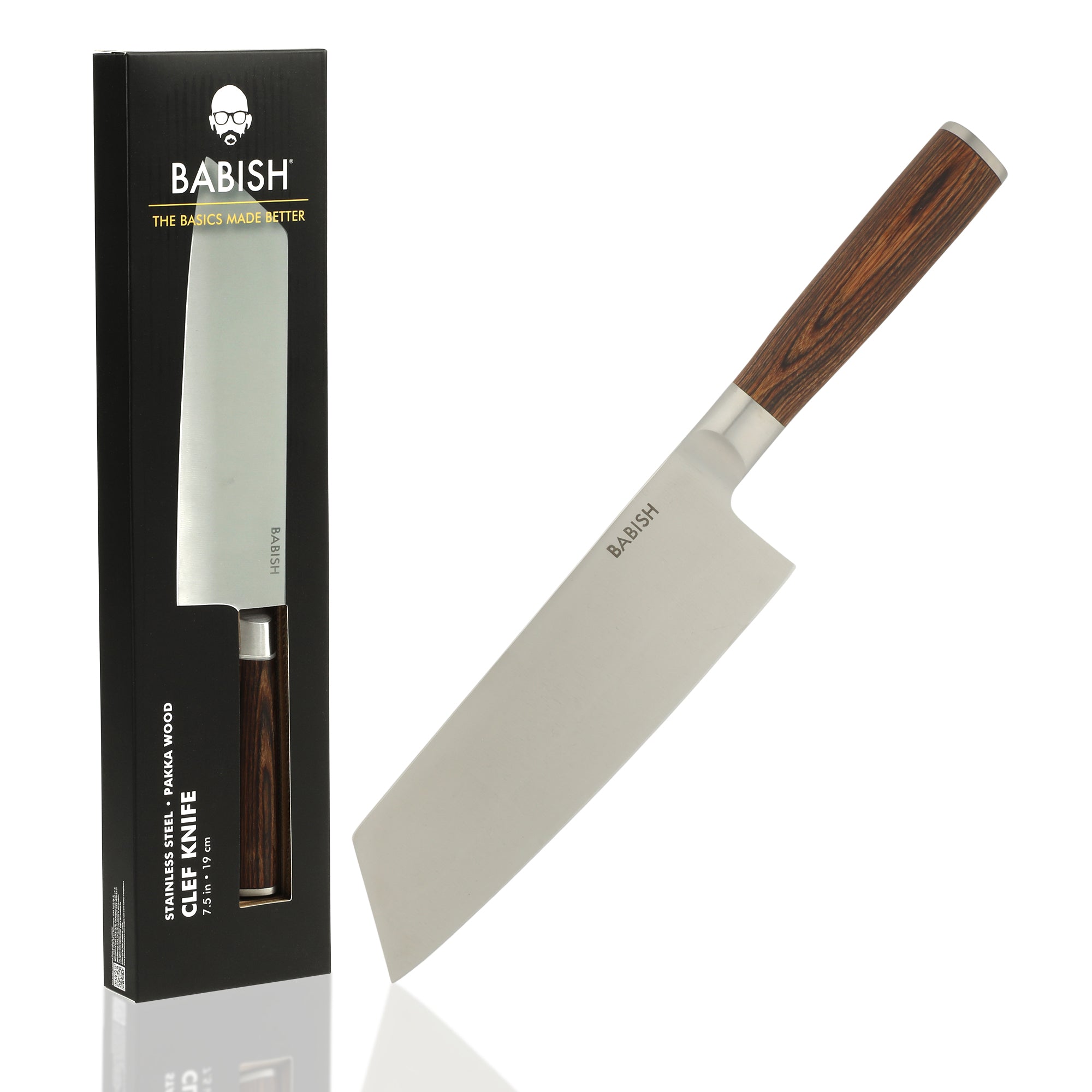 Babish 7.5-Inch Clef Knife – High-Carbon 1.4116 German Steel Kitchen Knife with Pakka Wood Handle, Chef & Cleaver Hybrid for Chopping, Slicing & Prep, Full-Tang, Razor Sharp, Ergonomic Design